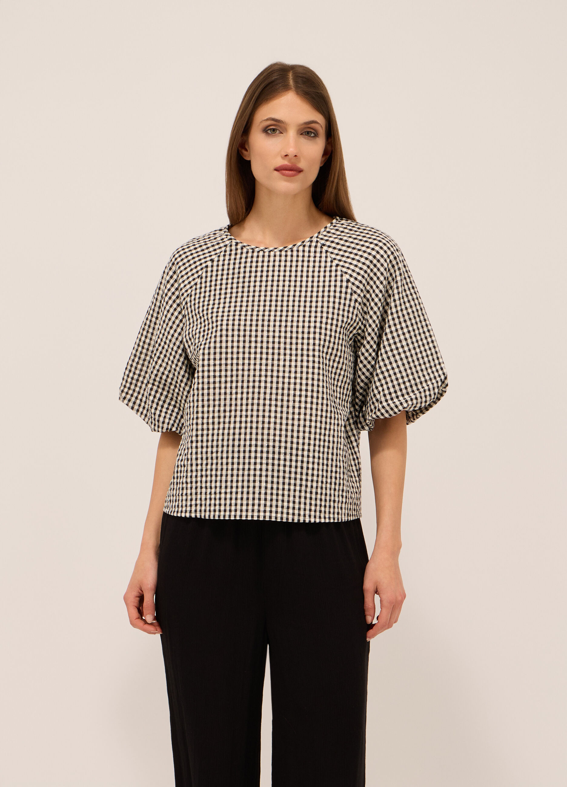 Blusa in cotone seersucker donna_0