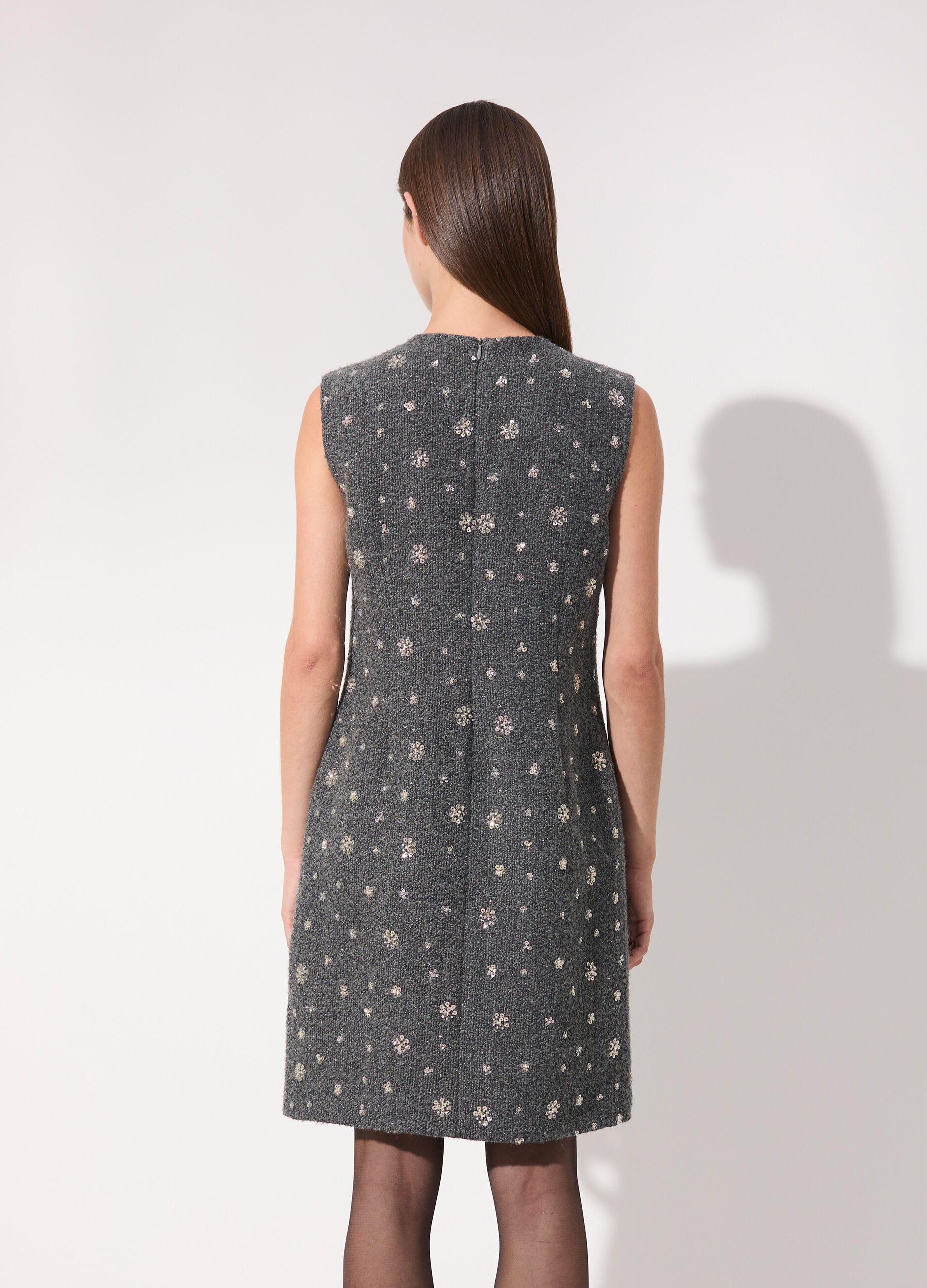 Vestito corto in bouclé di misto lana donna_2