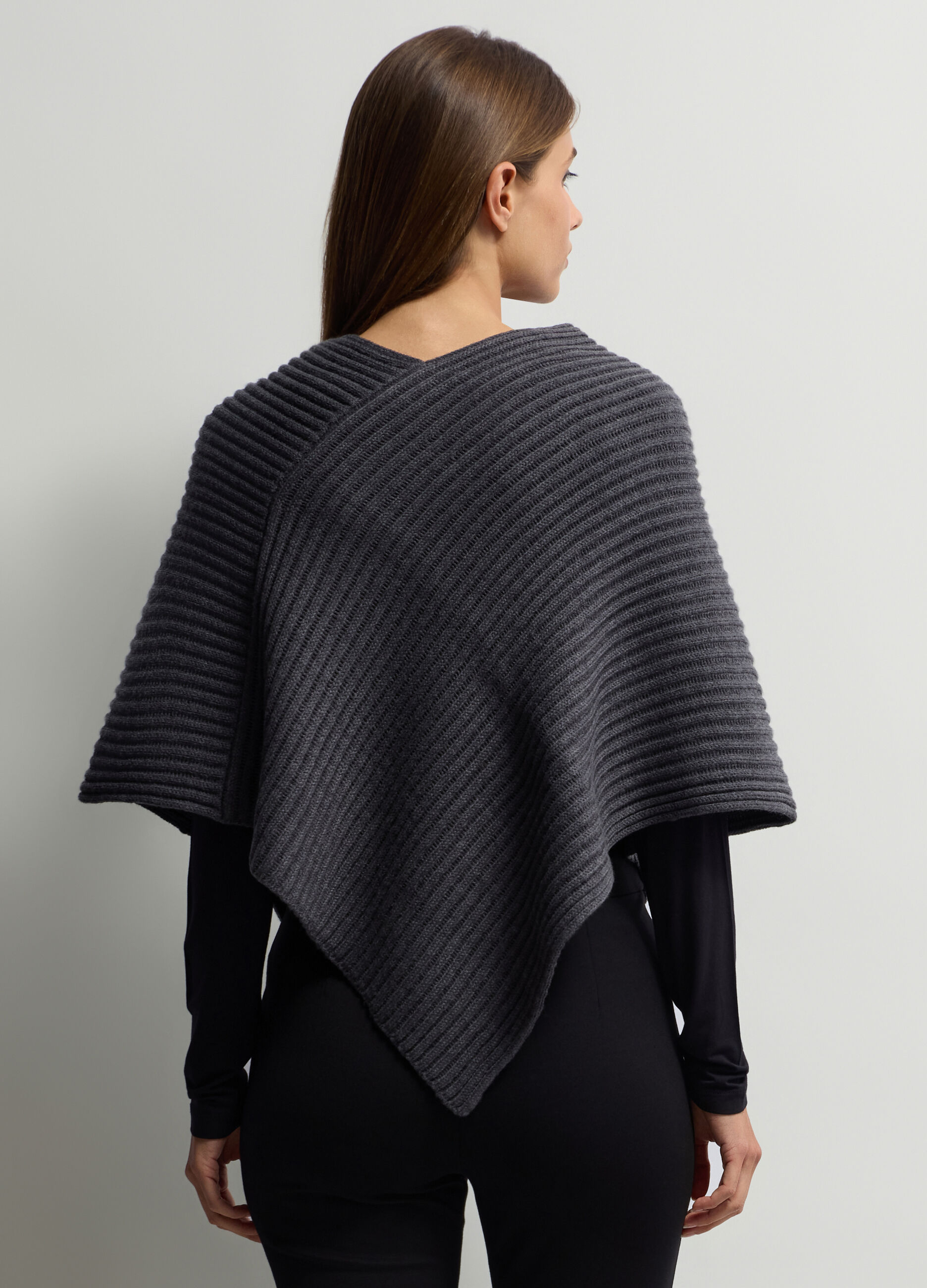 Poncho girocollo in costina donna_1