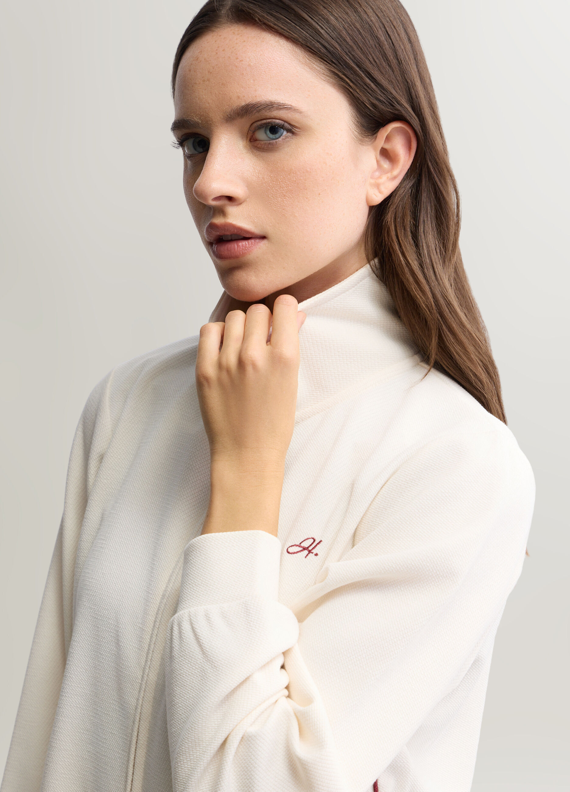 Felpa Full zip misto viscosa stretch Piquet donna_2