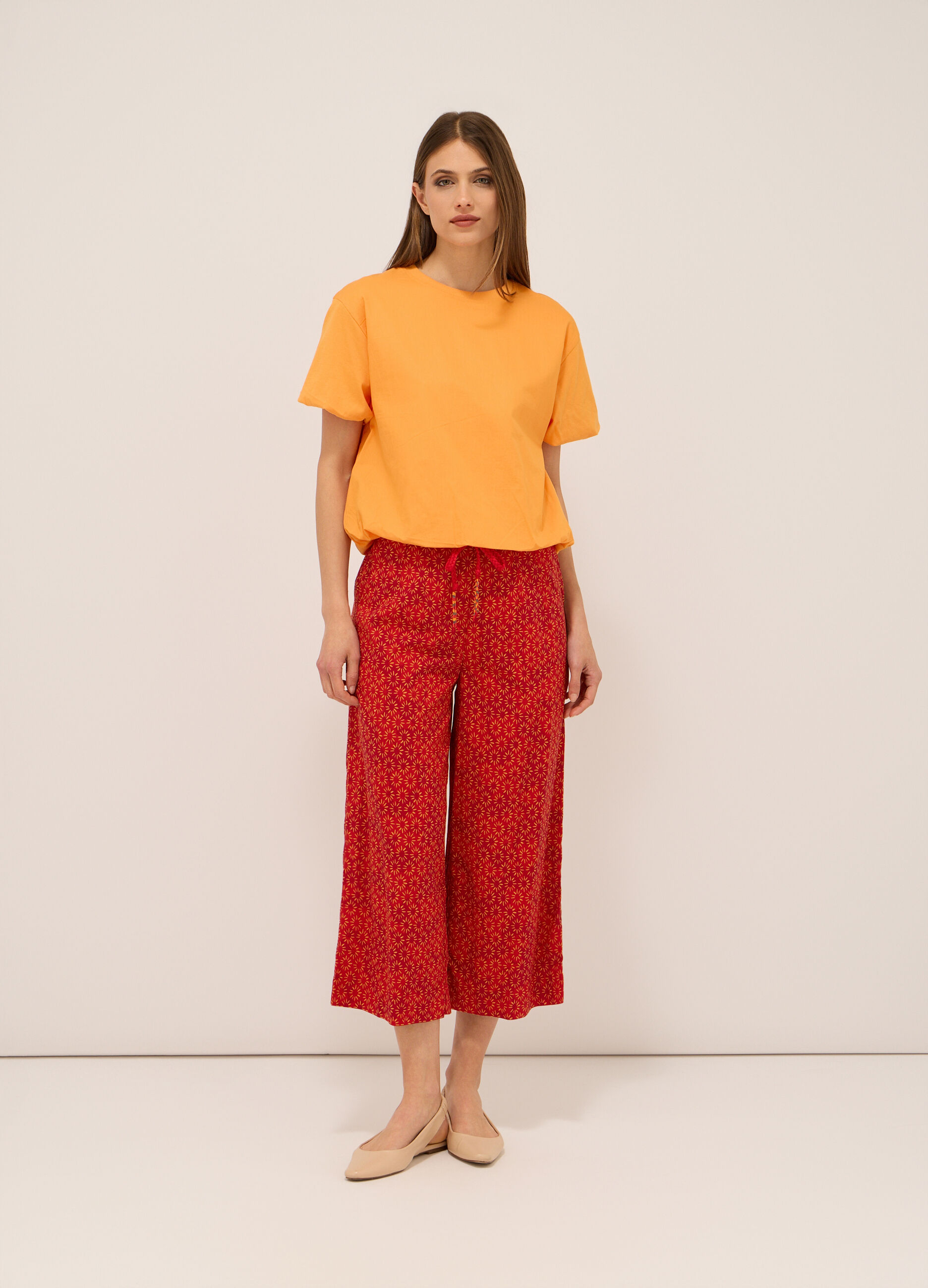 Pantaloni in pura viscosa con stampa donna_0