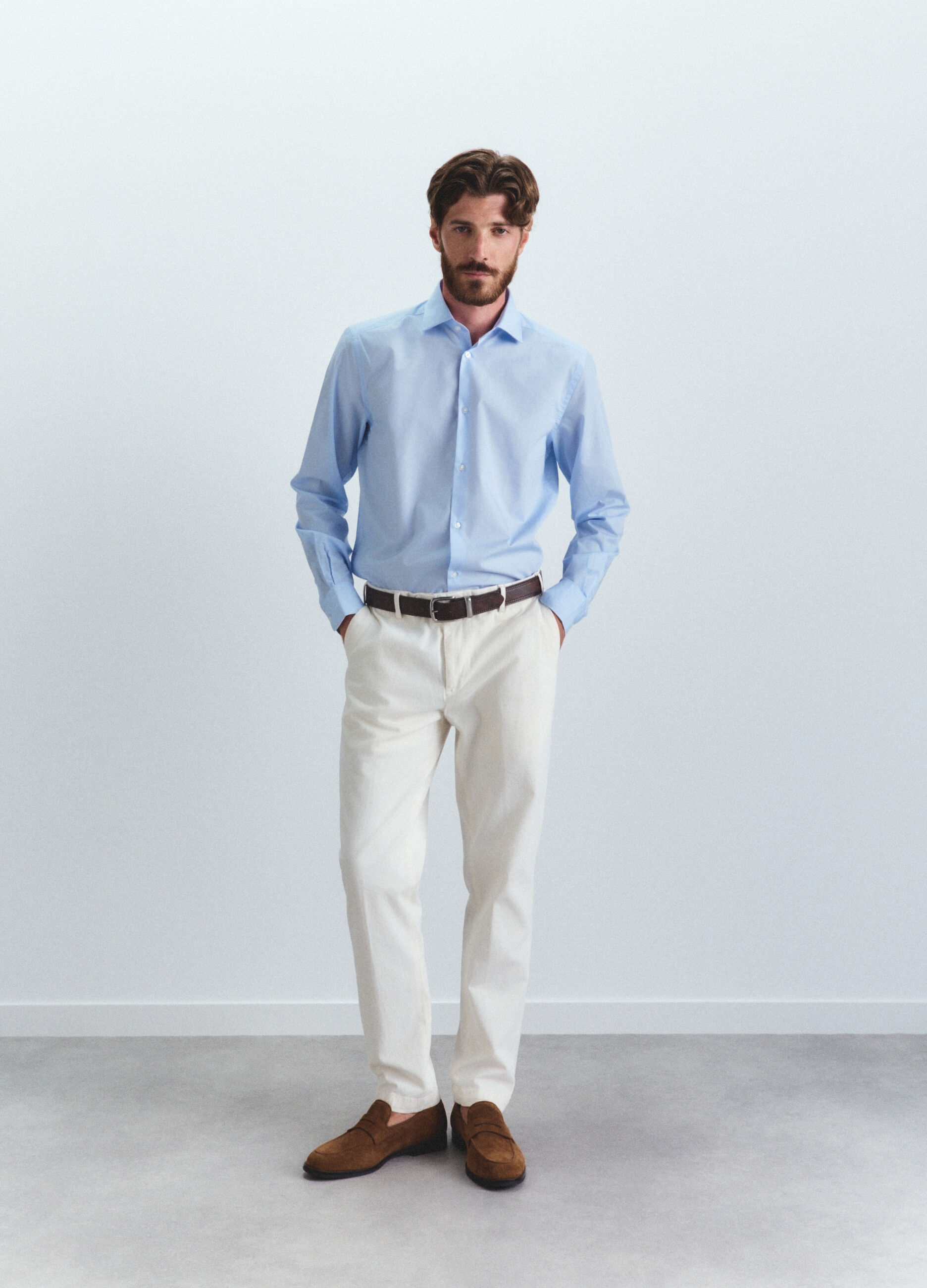 Camicia regular fit in misto cotone uomo_0