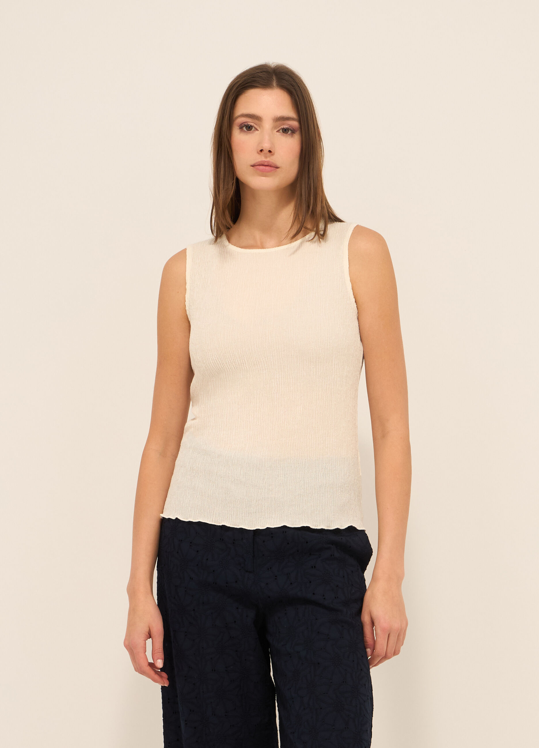 Canotta misto viscosa crinkle donna_0