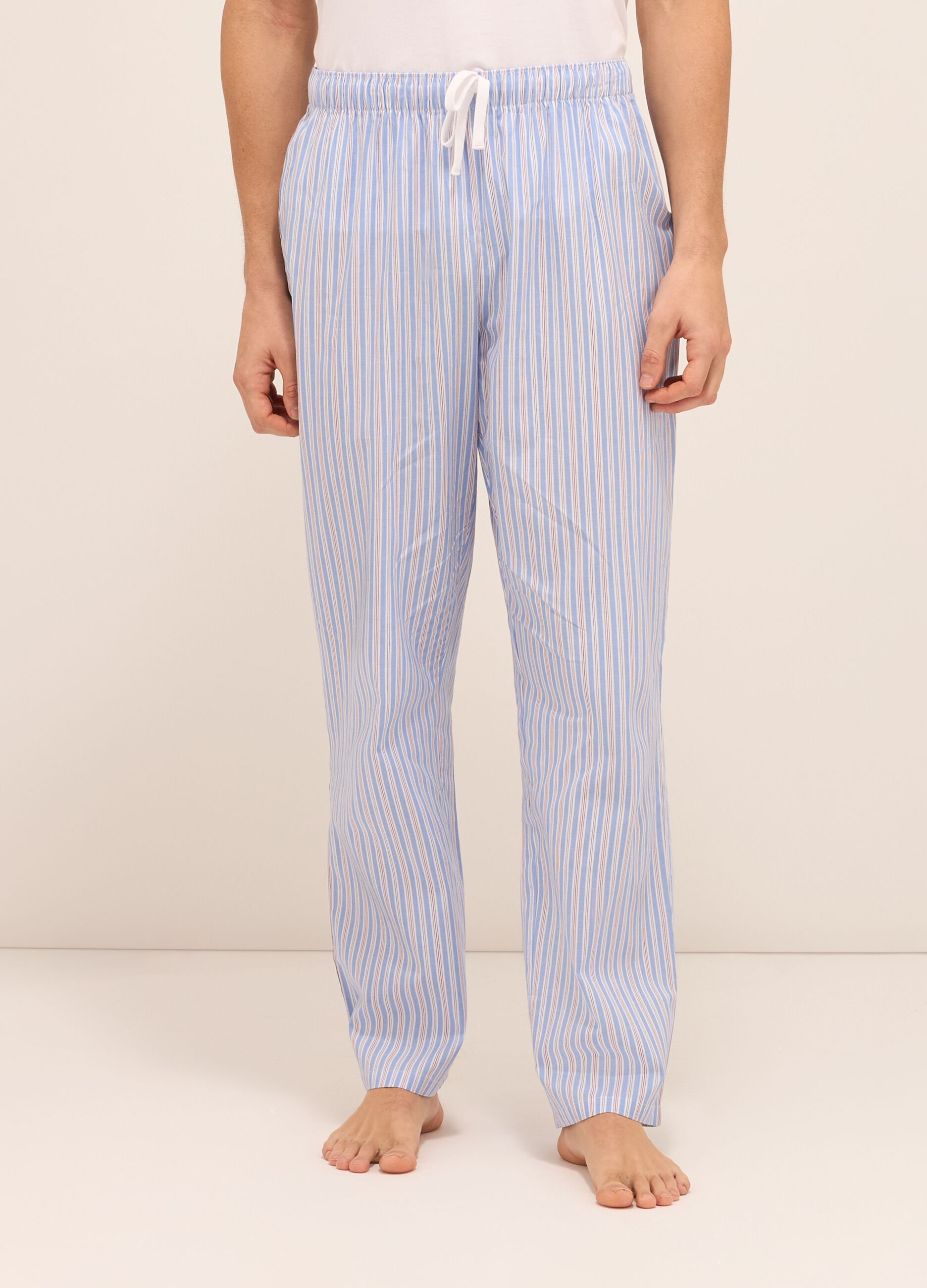 Pantaloni del pigiama in tela di cotone a righe uomo_1