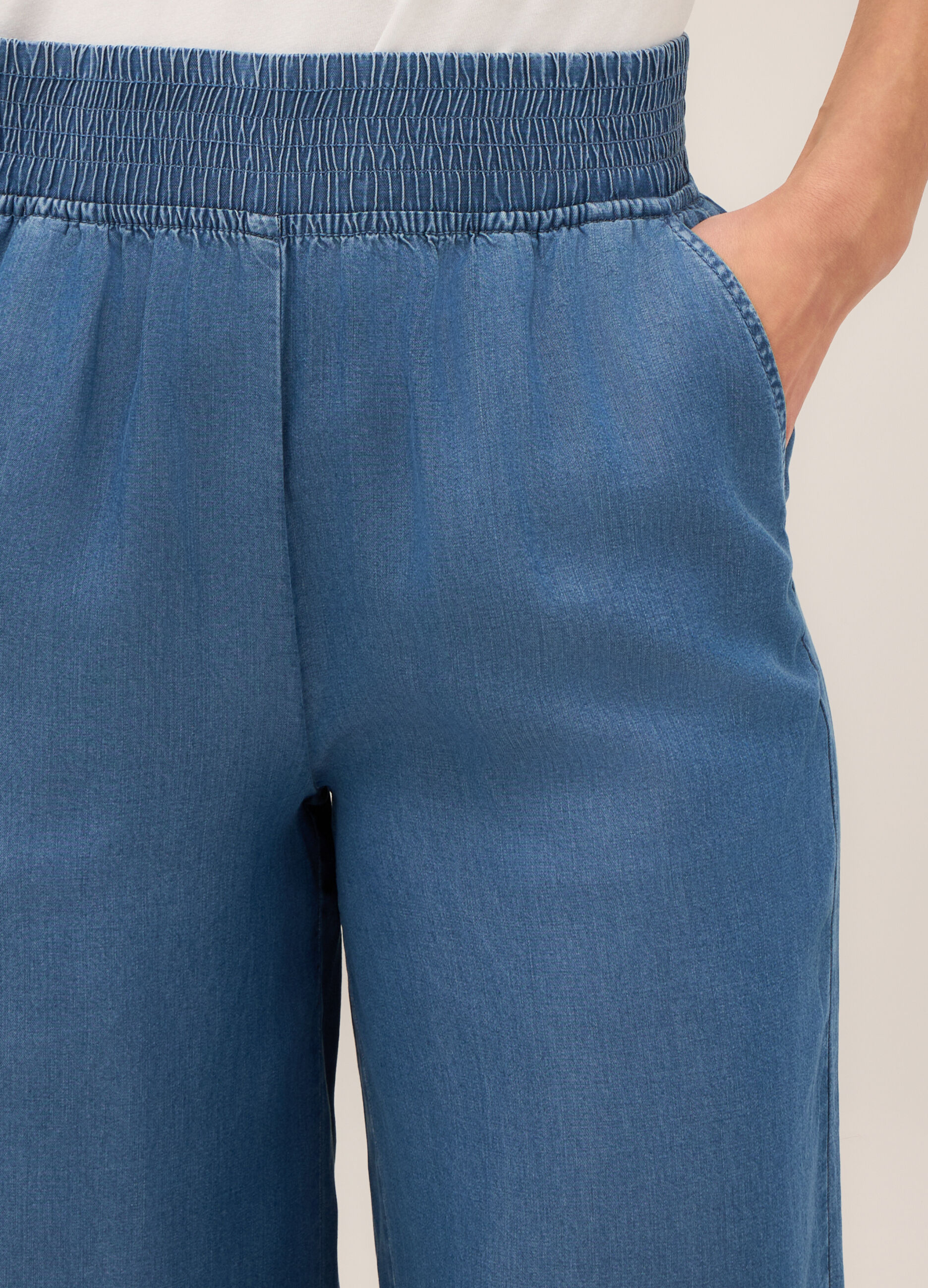 Pantaloni palazzo cropped in pura lyocell donna_2