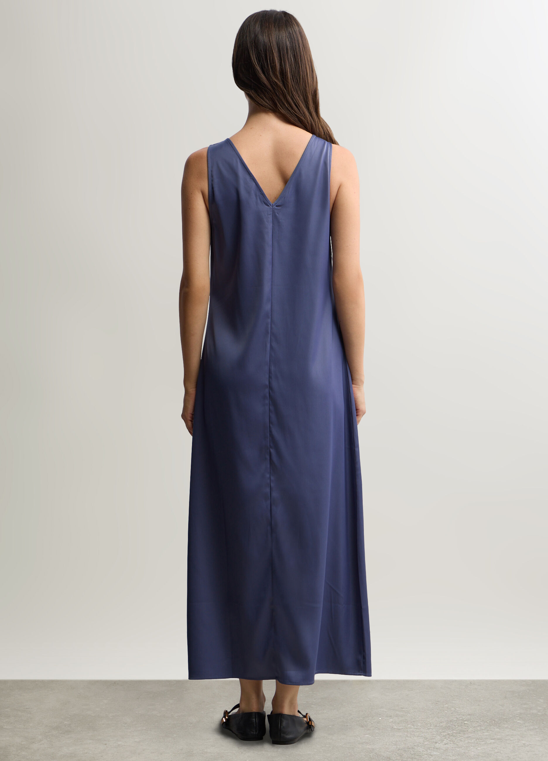 Abito lungo in raso stretch donna_1
