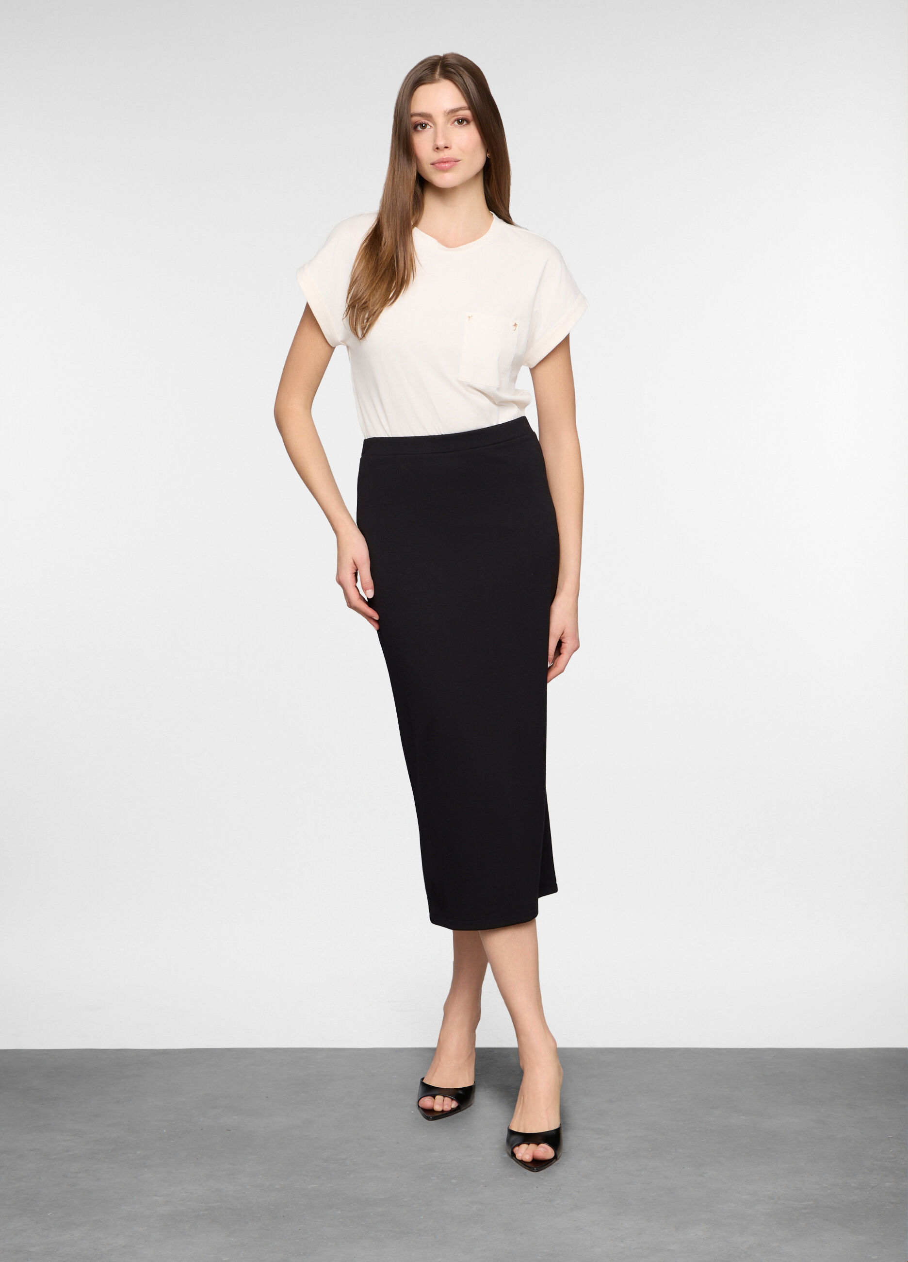 Gonna a tubino in jersey di viscosa stretch donna_0