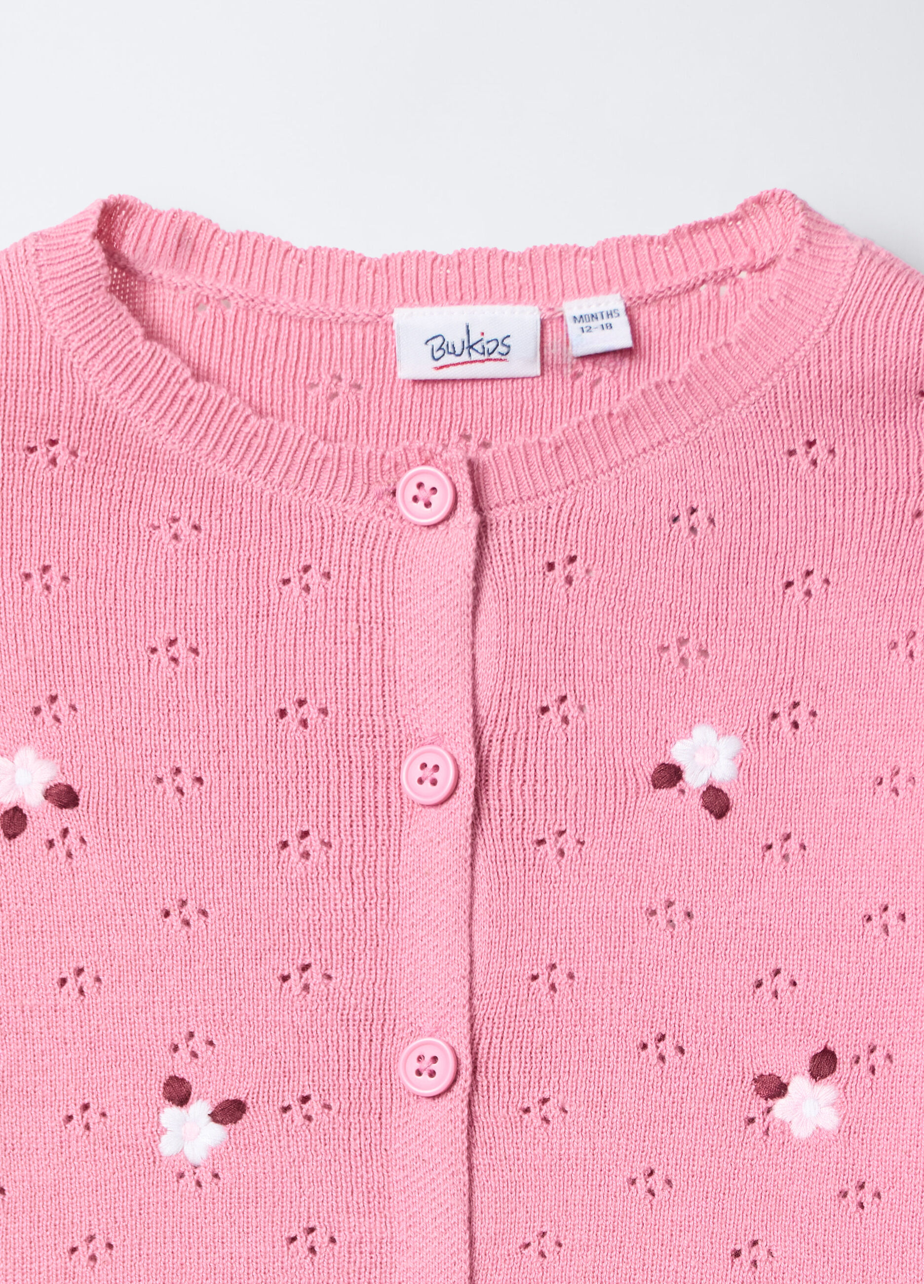 Cardigan girocollo operato misto cotone bimba_2