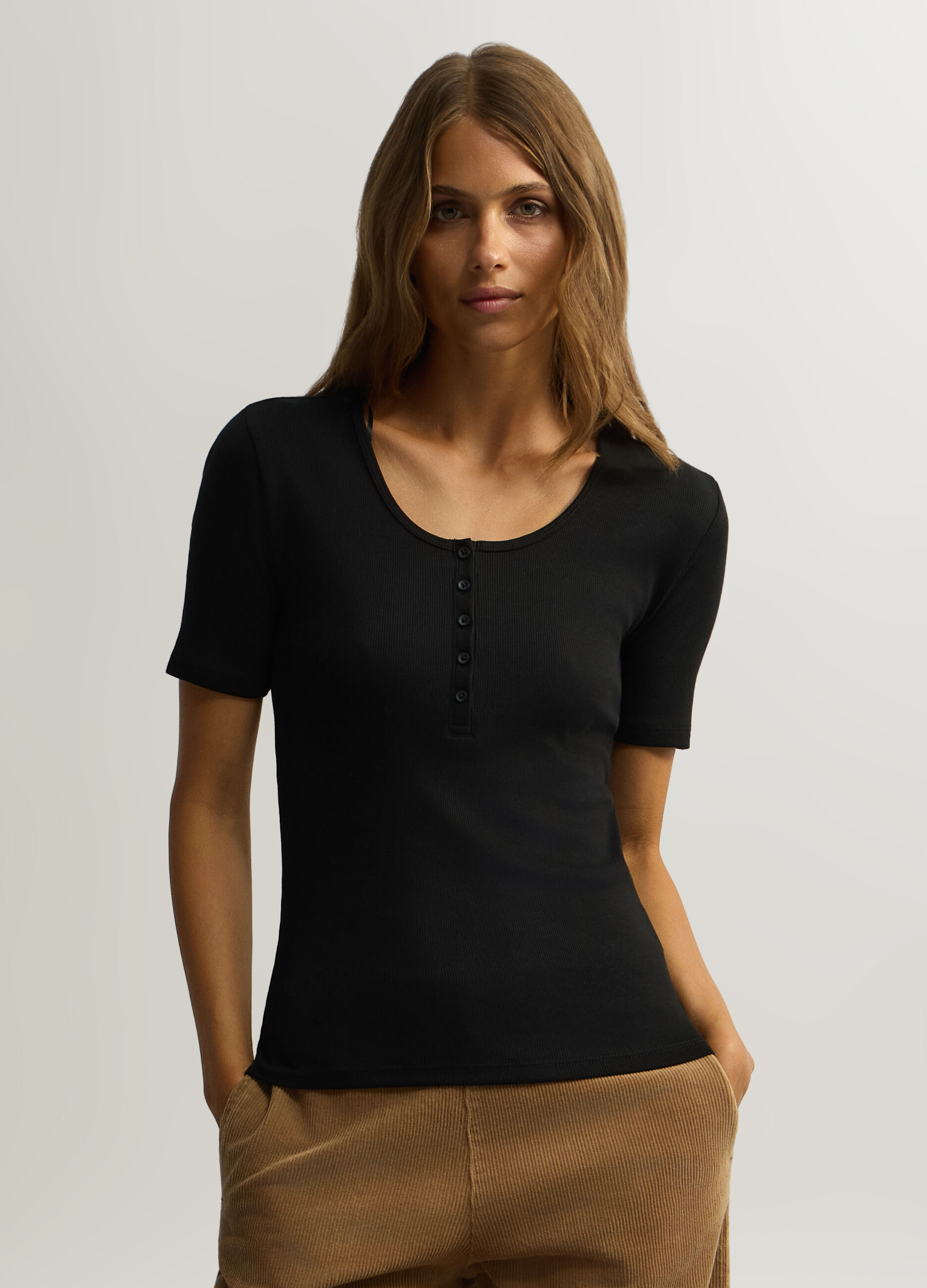 T-shirt girocollo stretch donna_0