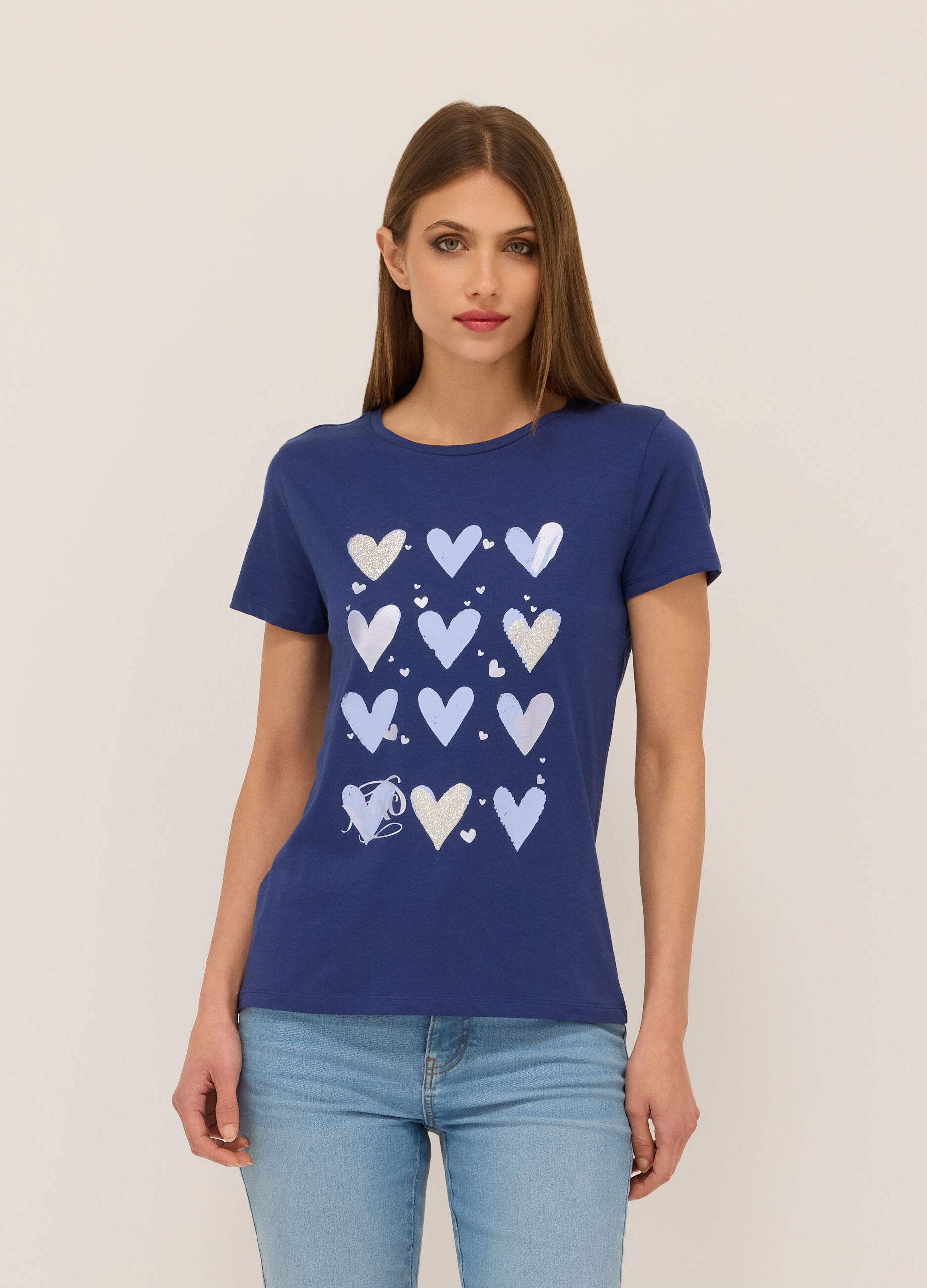 T-shirt in jersey di puro cotone donna_0