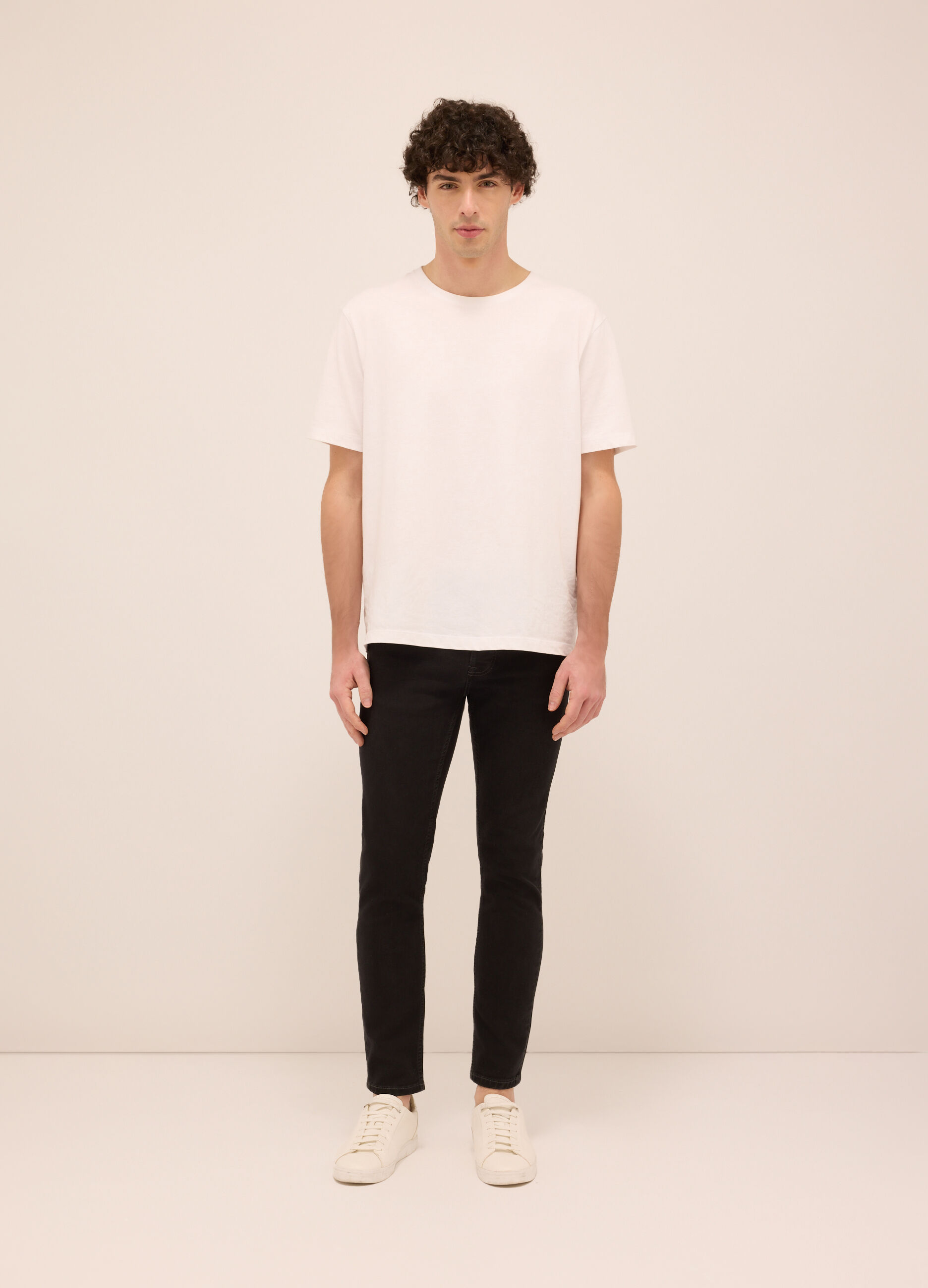 Jeans 5 tasche slim fit in denim di cotone stretch uomo_0