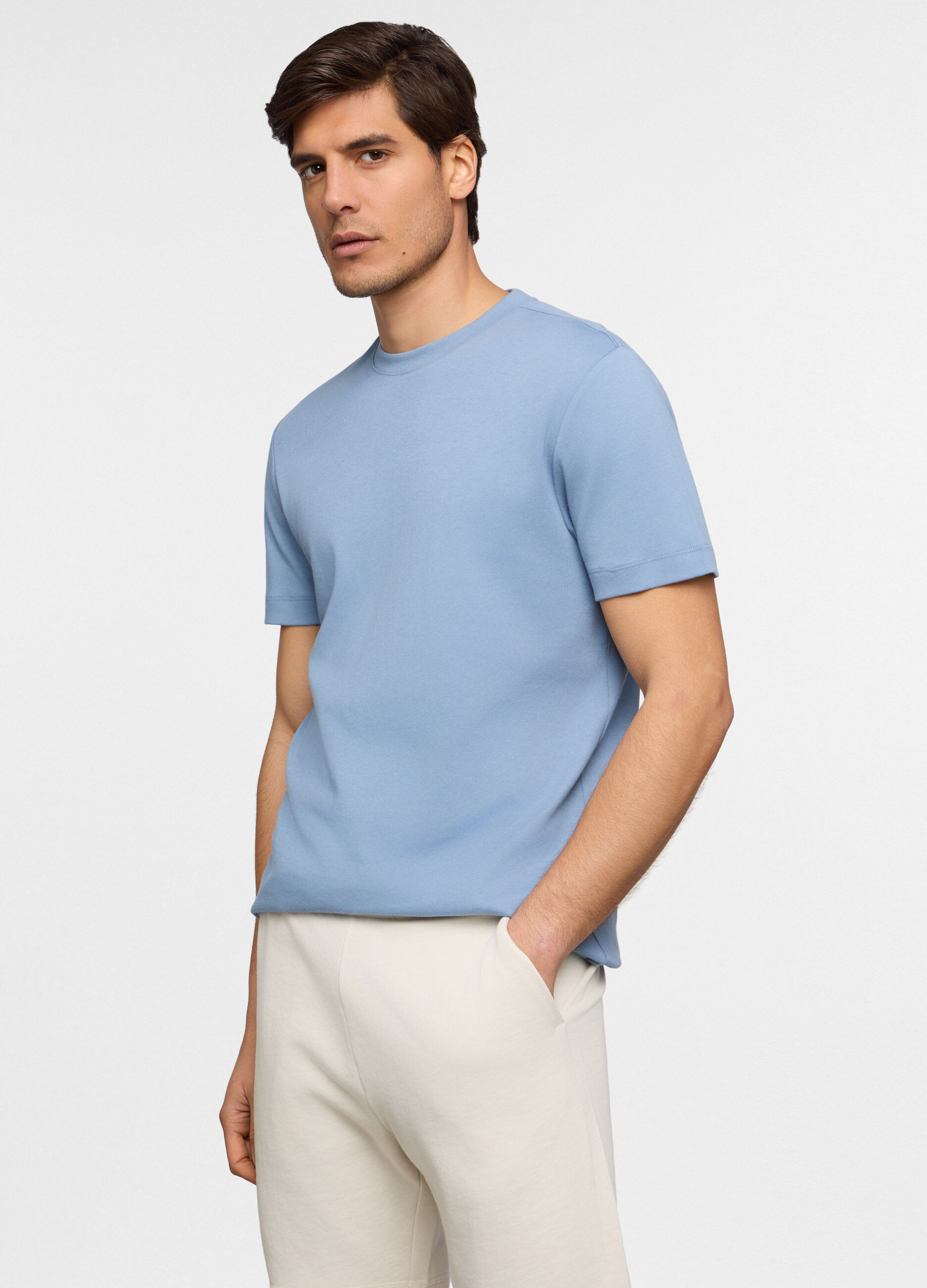 T-shirt girocollo in interlock di cotone uomo_0