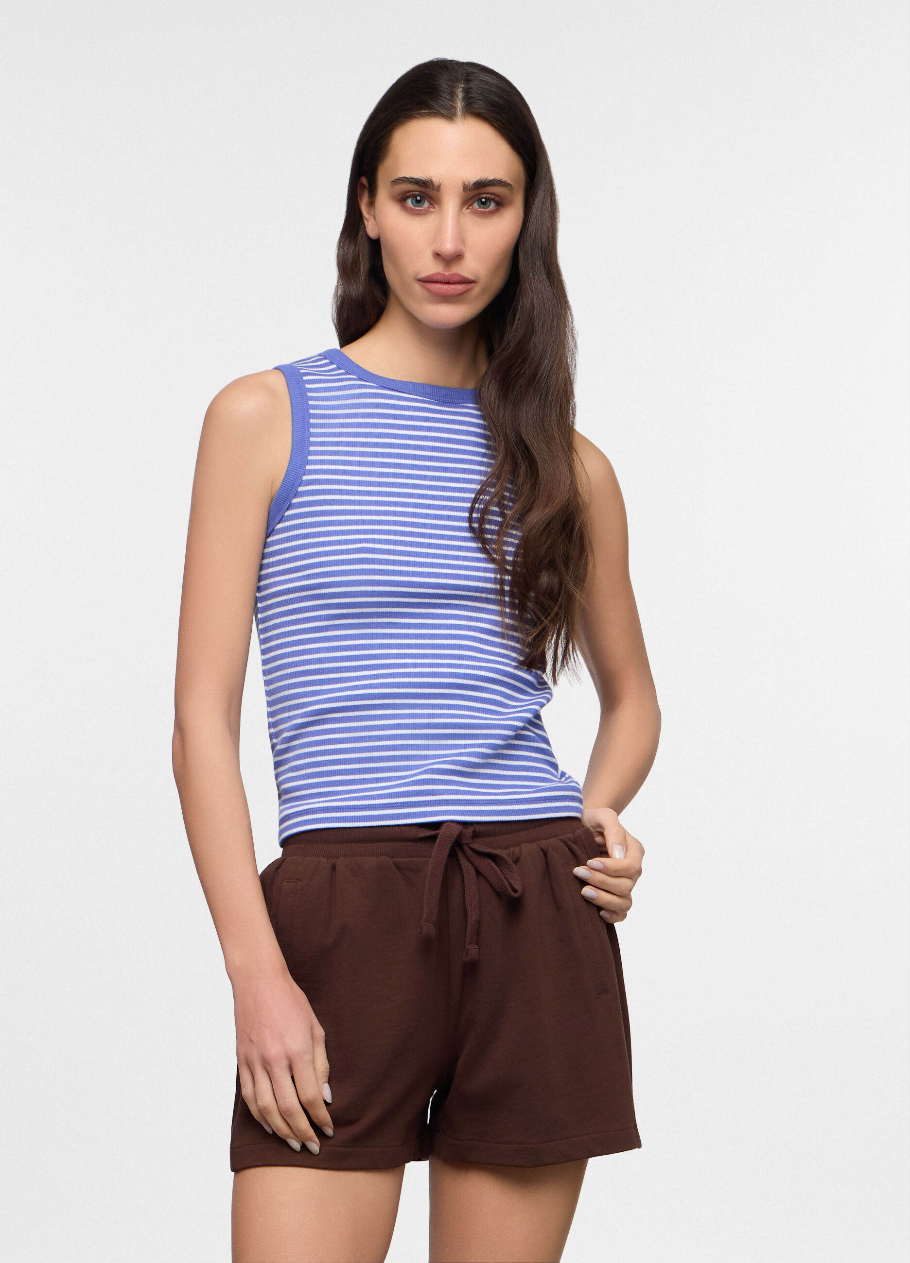 Canotta fitted in costina stretch donna_0