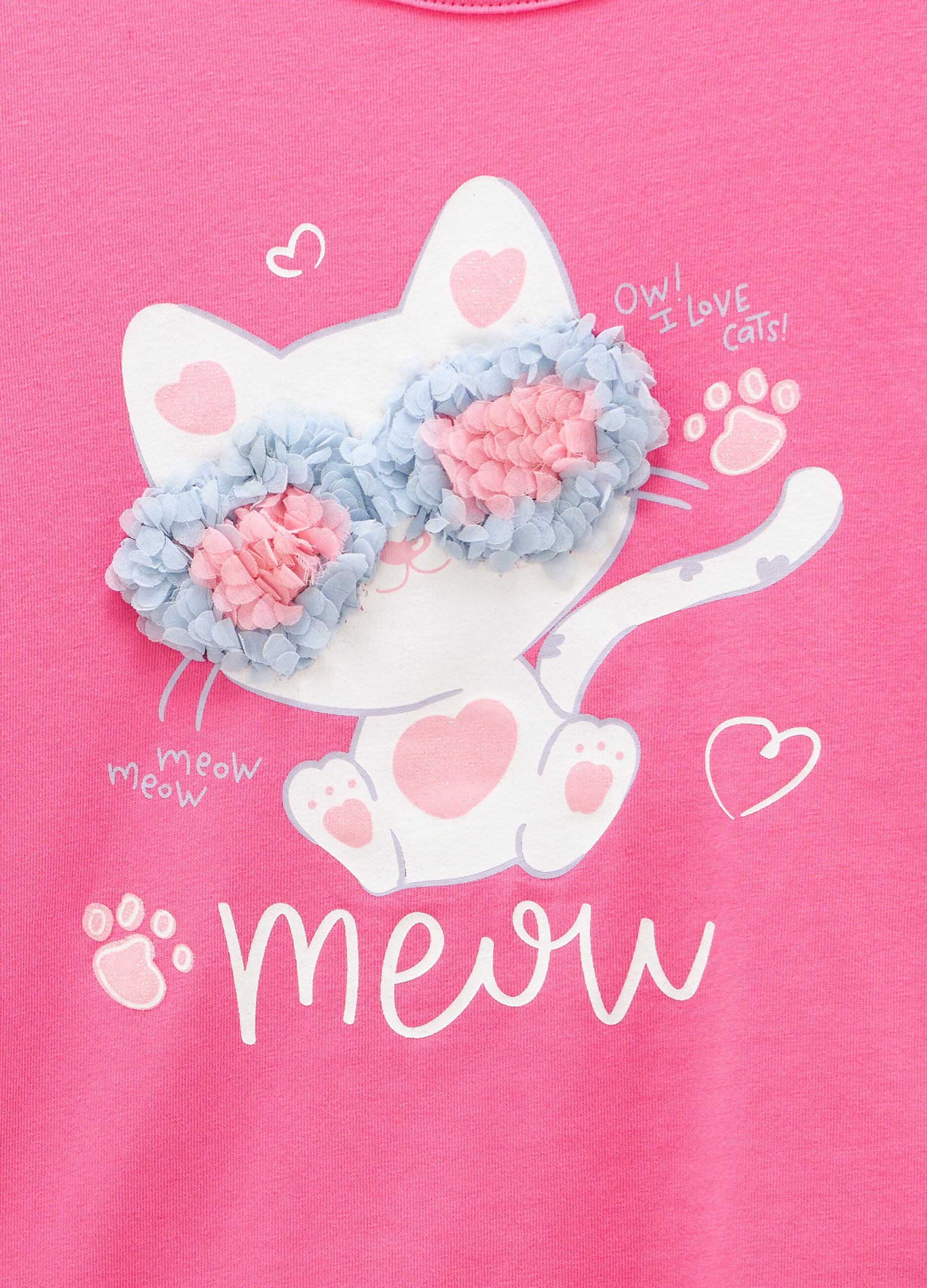 T-shirt in cotone stretch a maniche lunghe bambina