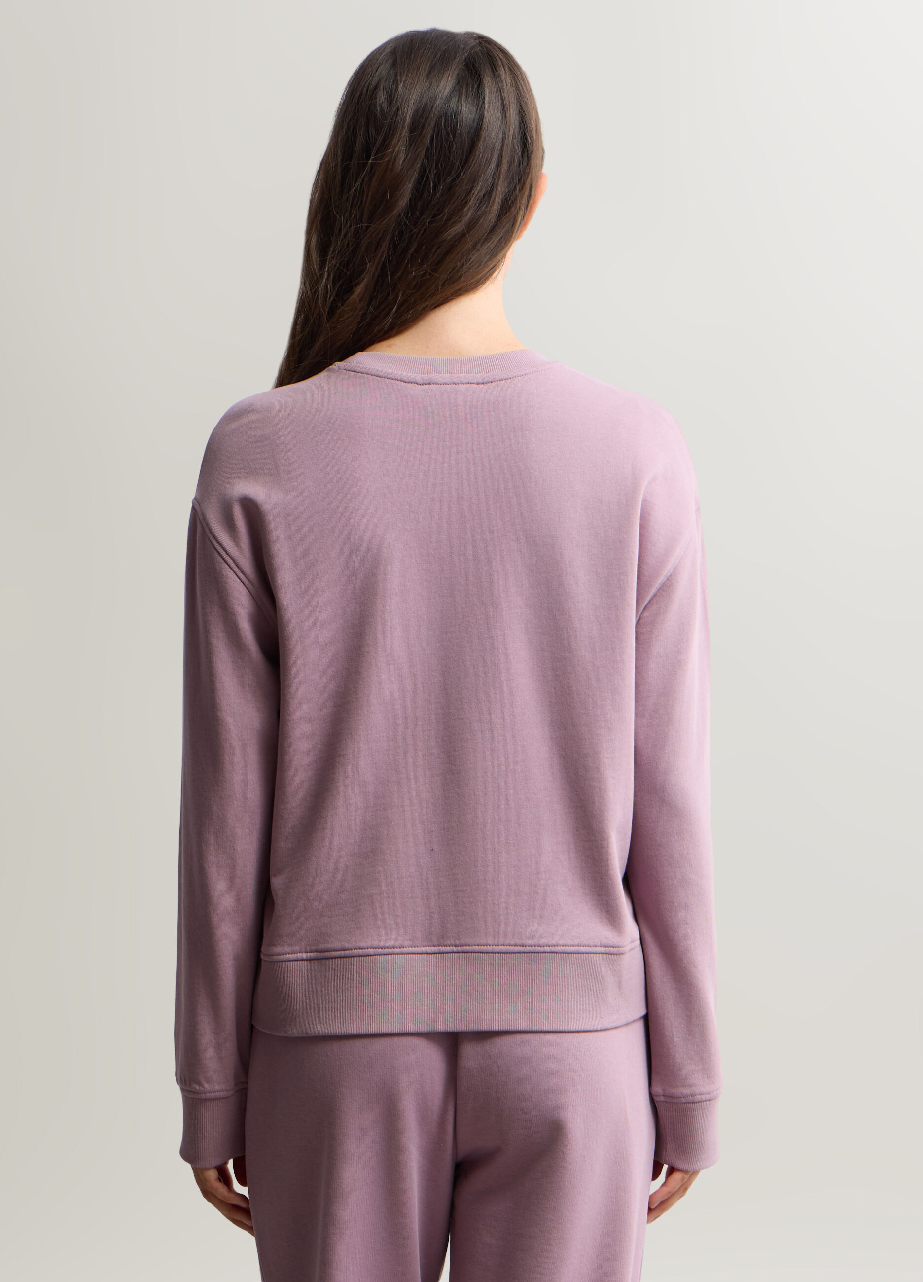 Felpa girocollo in puro cotone garzato donna_1