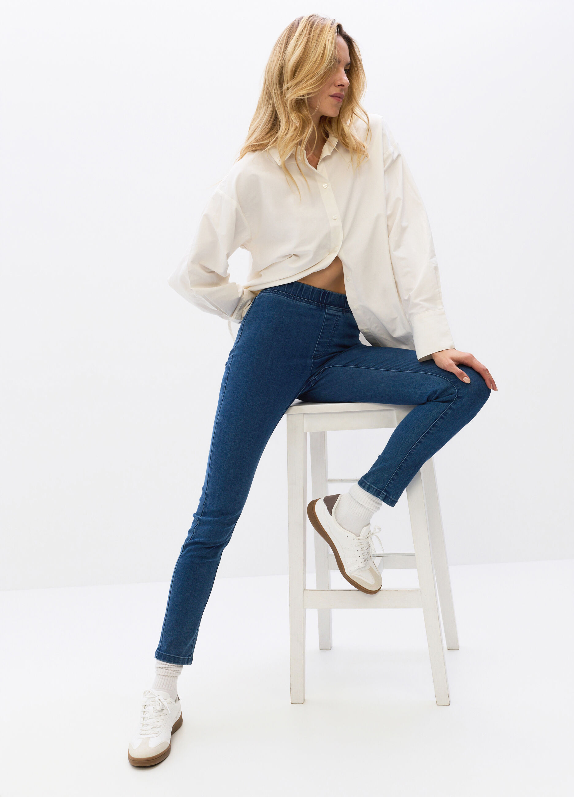 Jeggings in denim misto cotone stretch donna_0