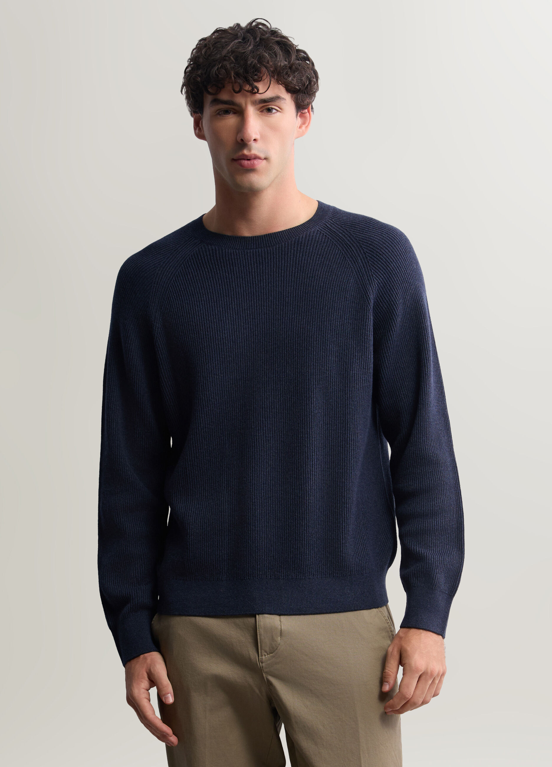 Maglione girocollo in maglia inglese uomo_0