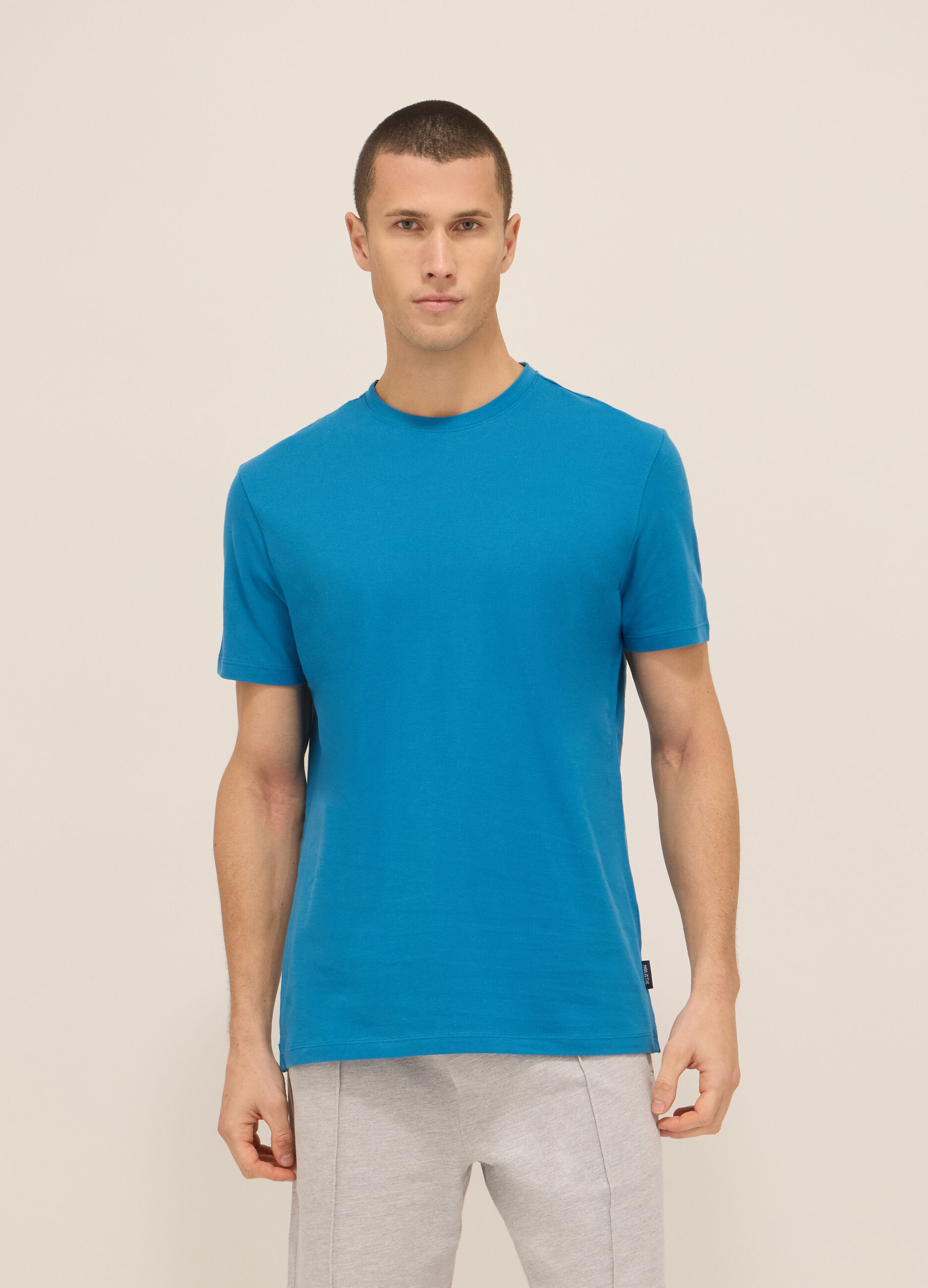 T-shirt girocollo in piquet di cotone uomo_0