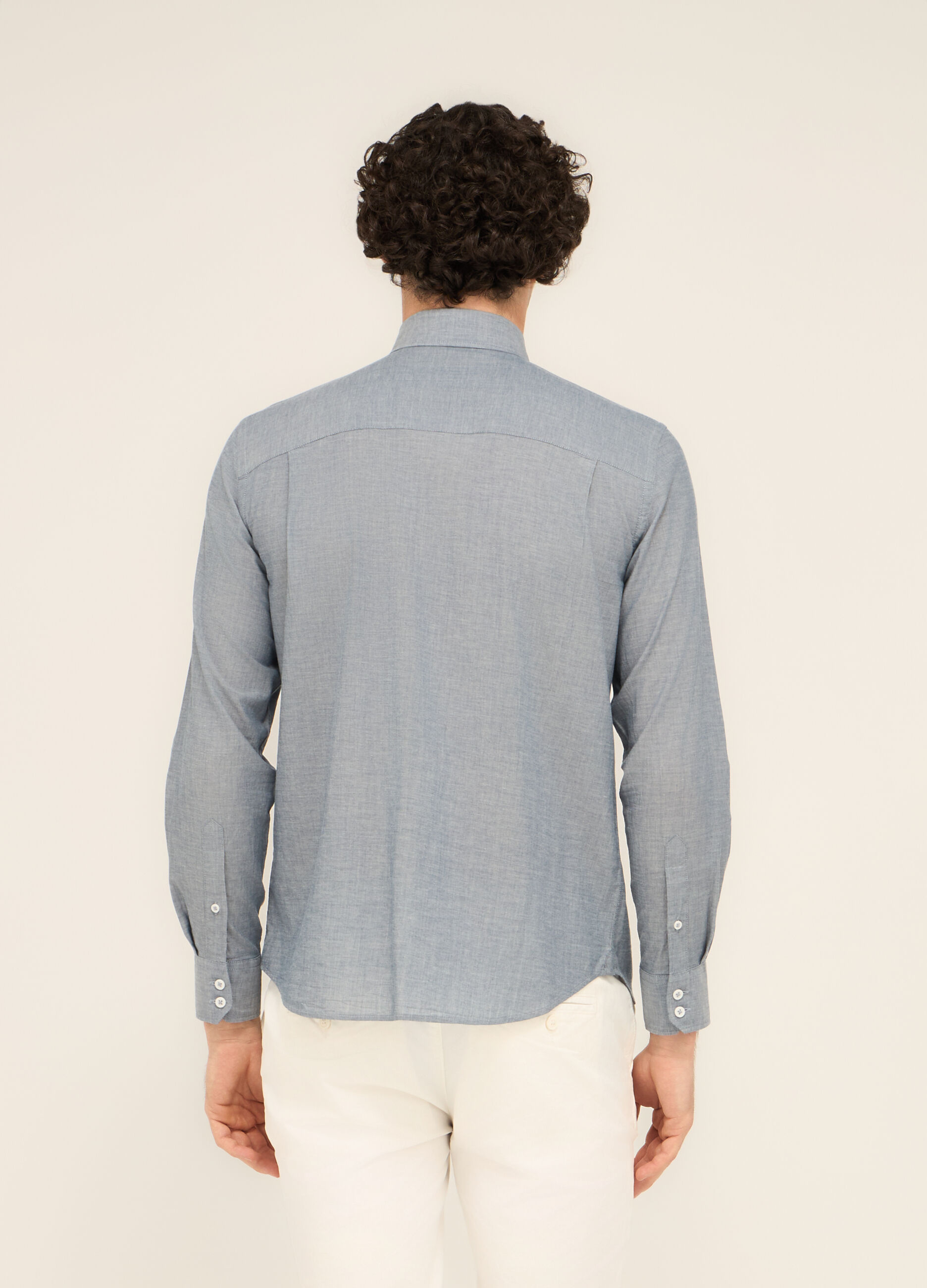 Camicia regular fit in tela di puro cotone uomo_1