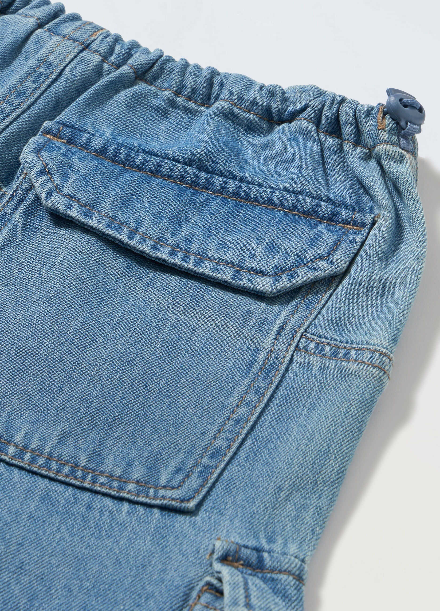 Pantaloni parachute in denim di misto cotone ragazza_1