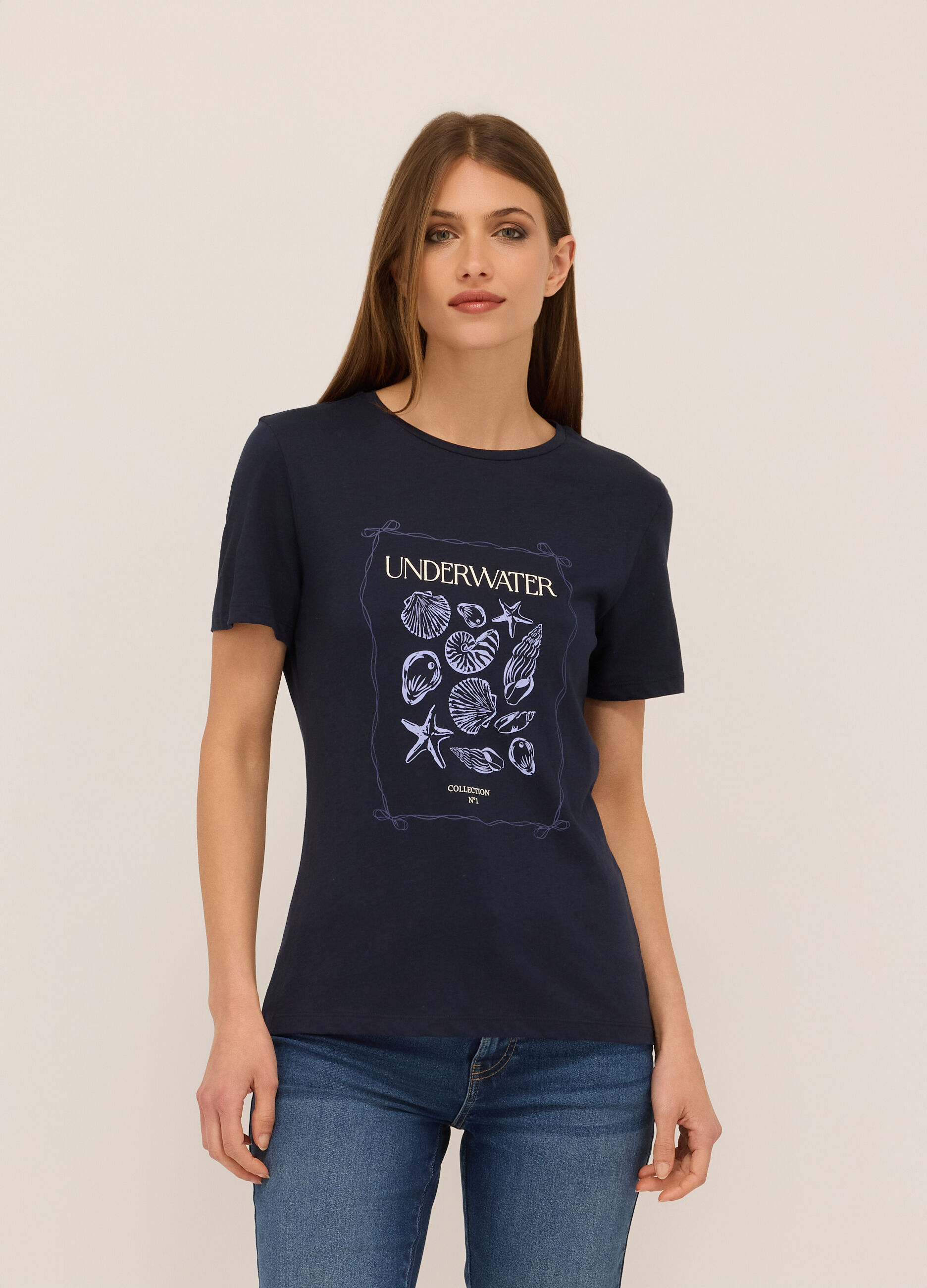 T-shirt in jersey di puro cotone donna_0