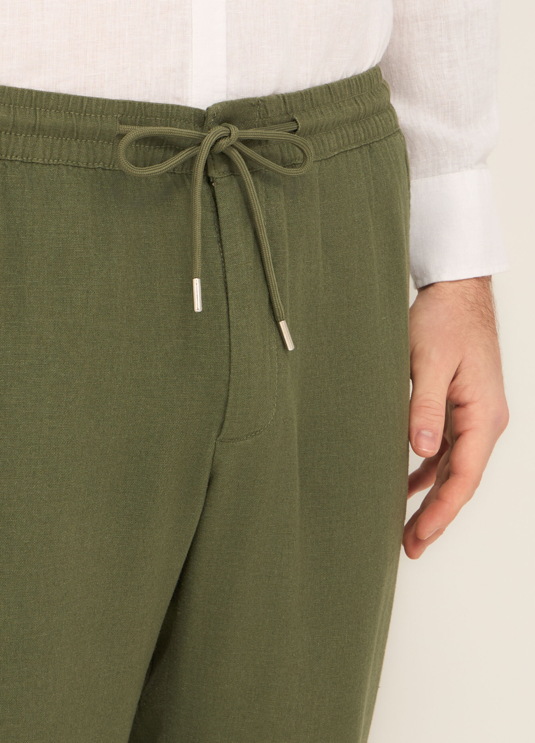 Pantaloni chino in misto lino uomo_2