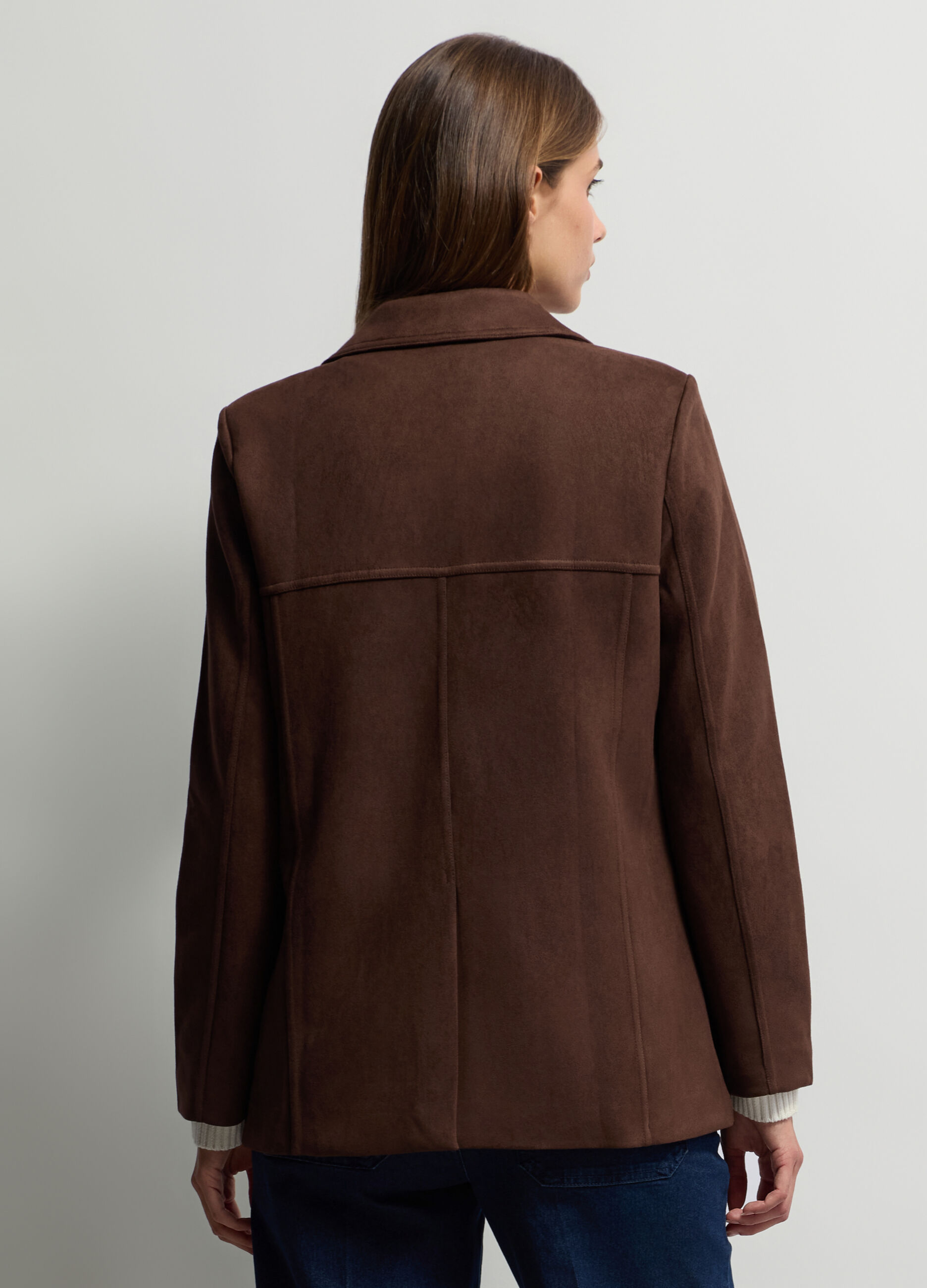 Blazer in eco pelle scamosciata donna_1