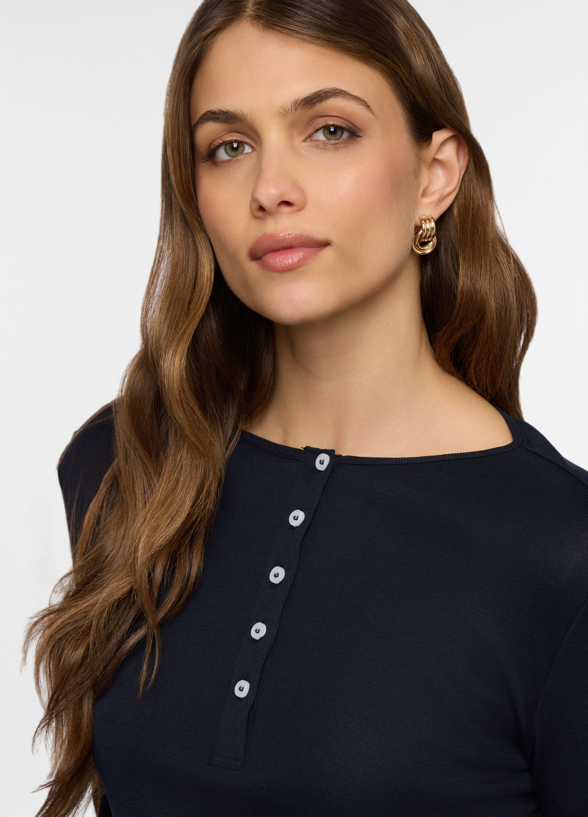 T-shirt girocollo in costina donna_2