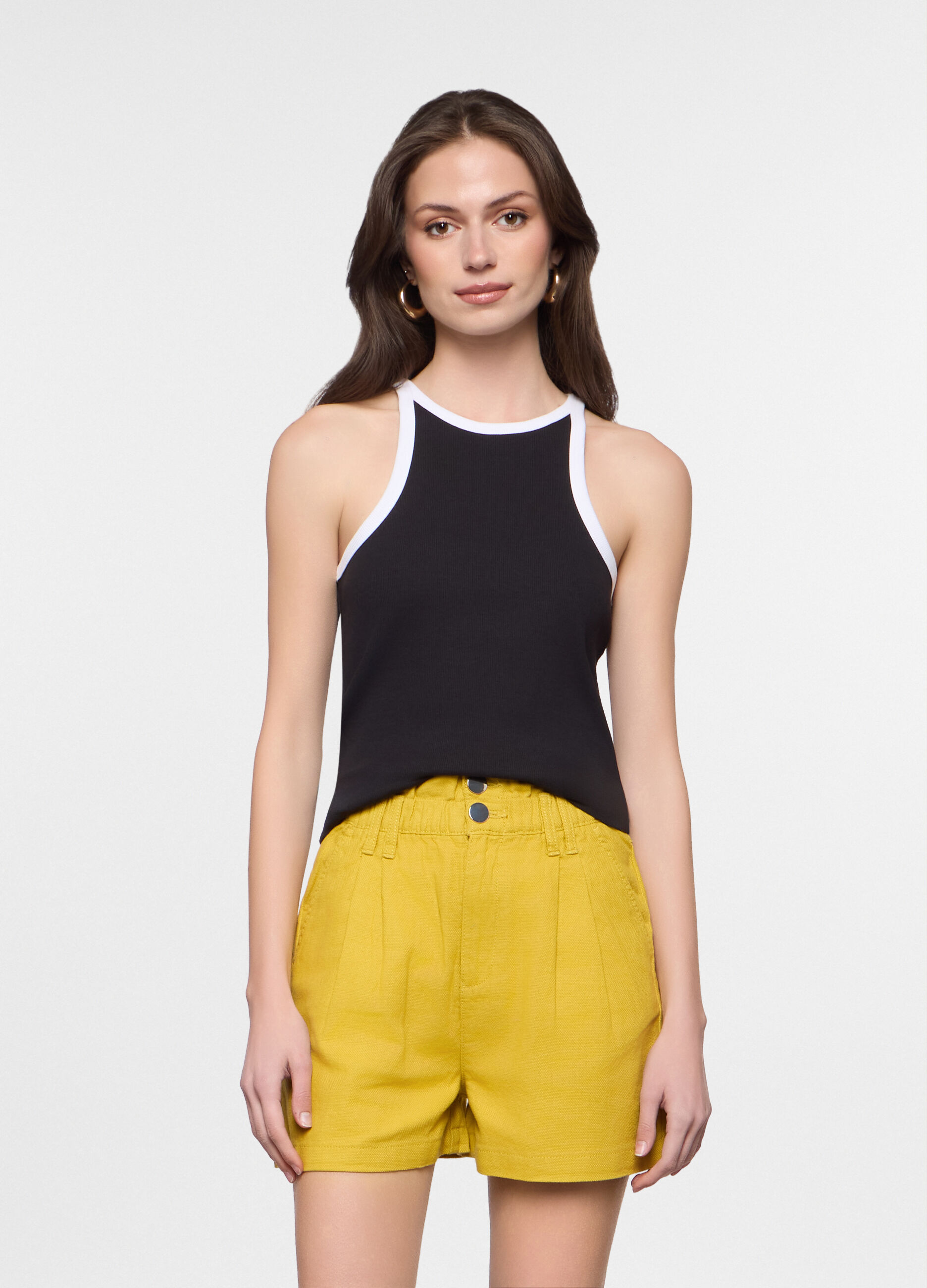 Canotta fitted girocollo stretch donna_0