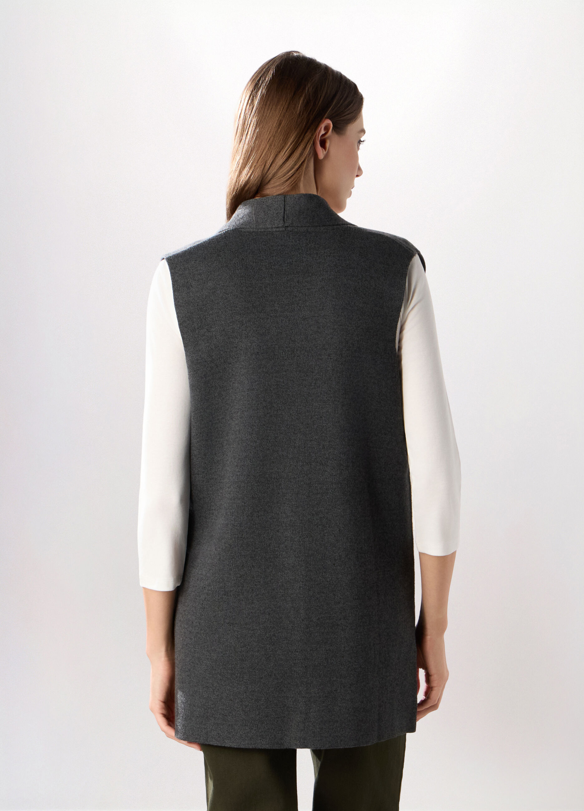 Gilet in tricot di misto cotone donna_1