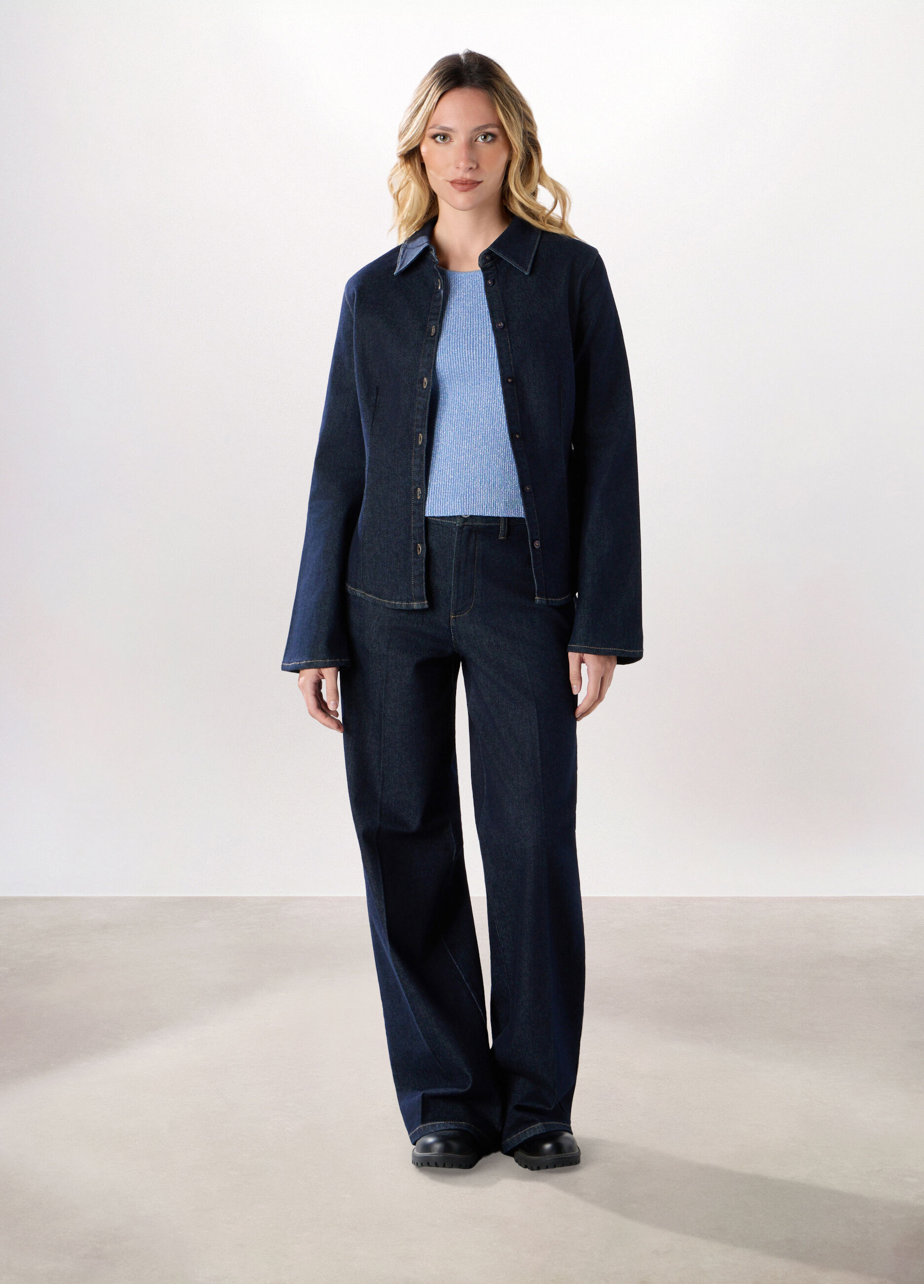 Giacca in denim di cotone stretch donna_0