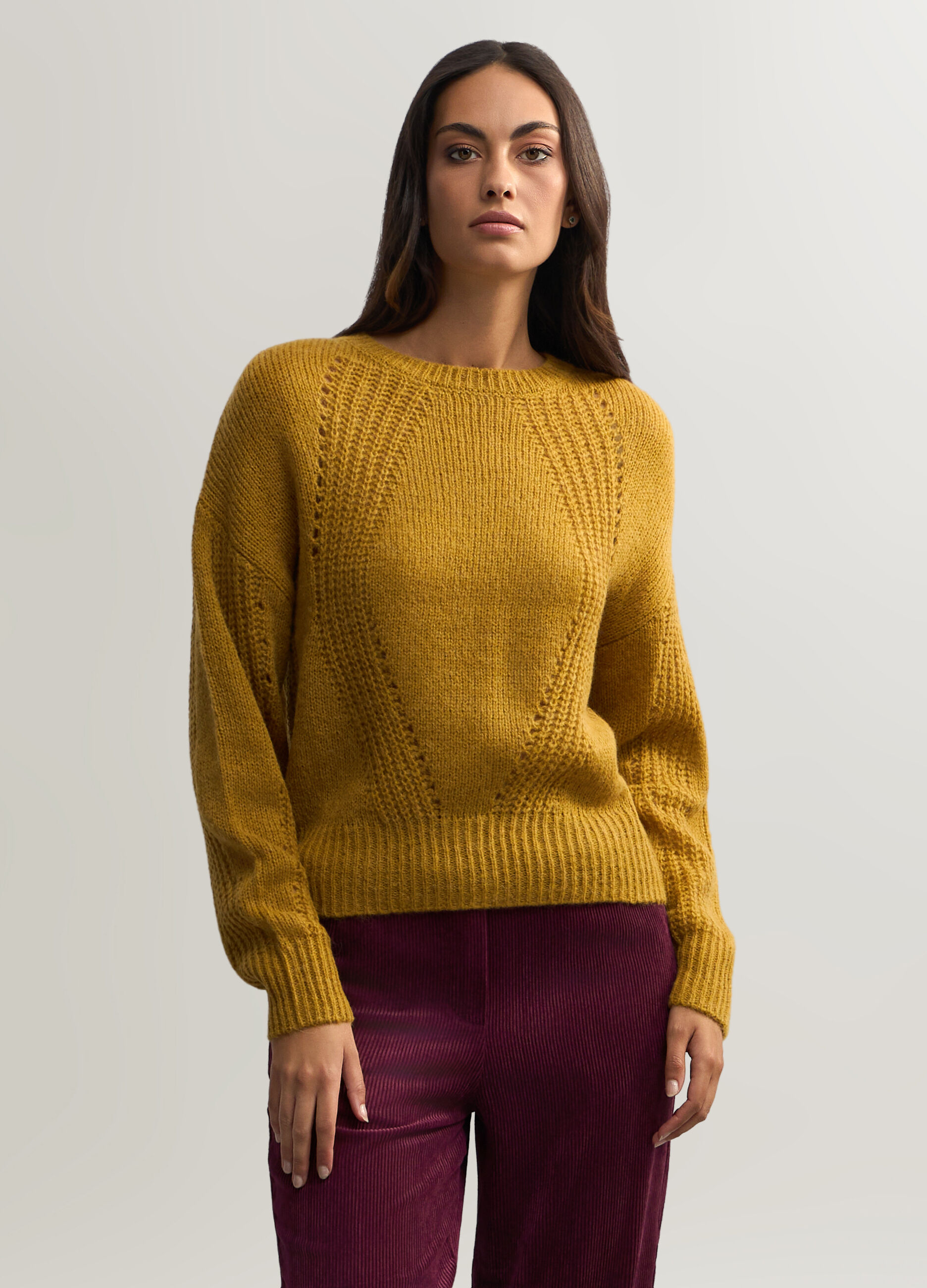 Pullover girocollo misto lana di Alpaca donna_0