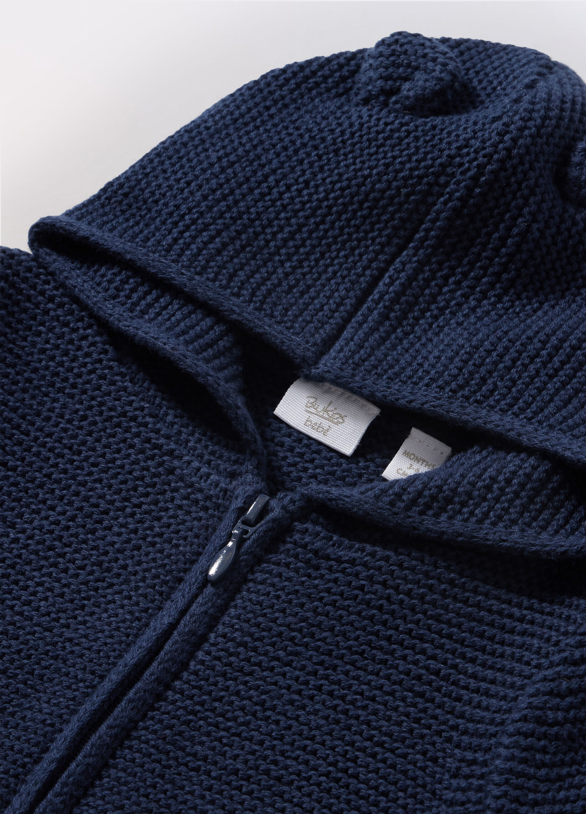 Cardigan in puro cotone con cappuccio neonato