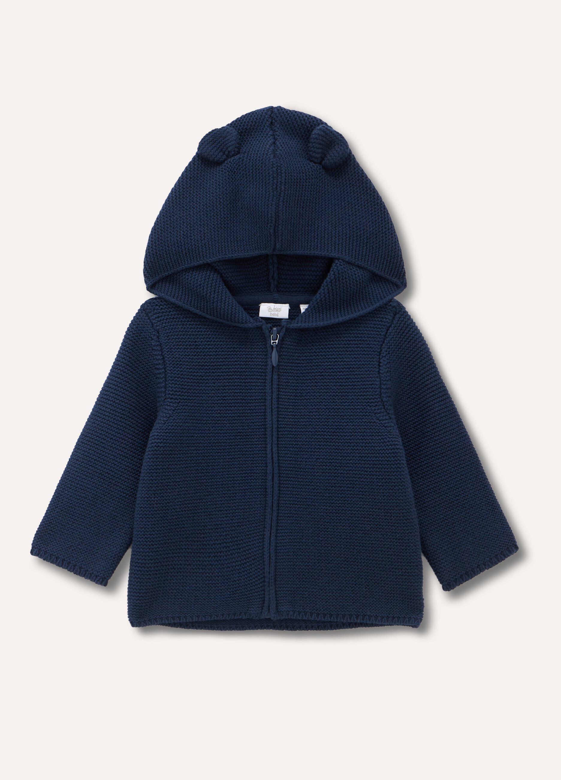 Cardigan con cappuccio in puro cotone neonato_0