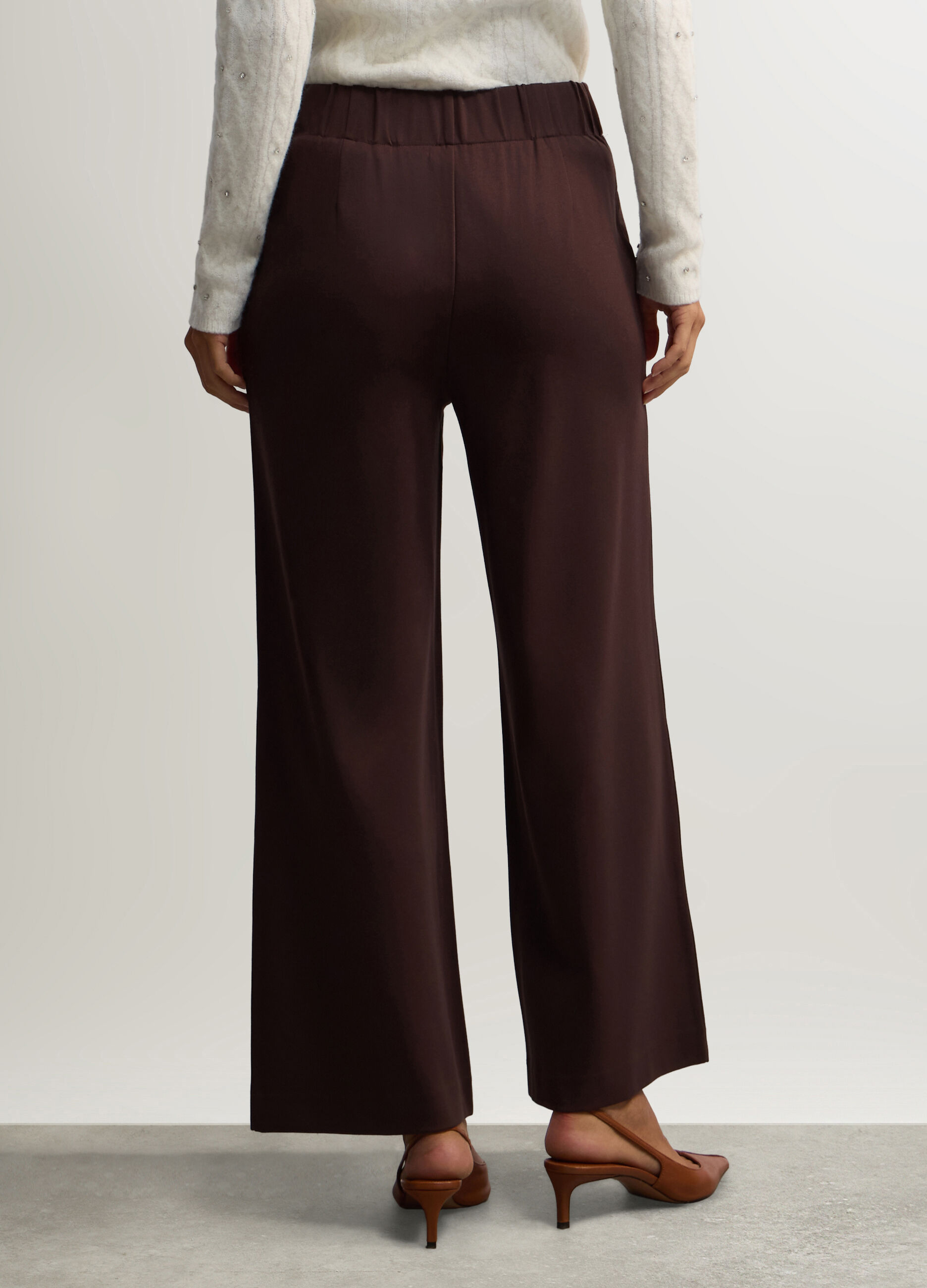 Pantaloni Wide Leg in Punto Milano stretch donna_2