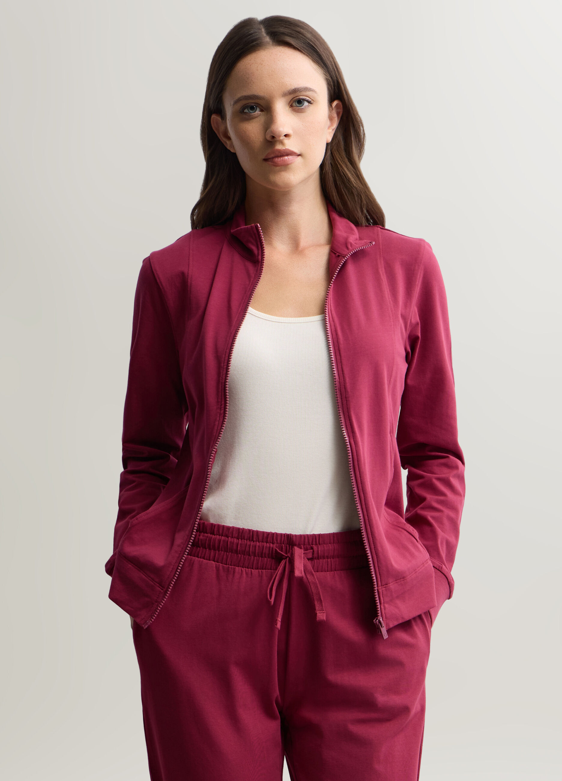 Felpa in jersey di cotone stretch donna_0