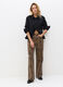 Pantaloni Wide Leg in denim di cotone stretch donna_0