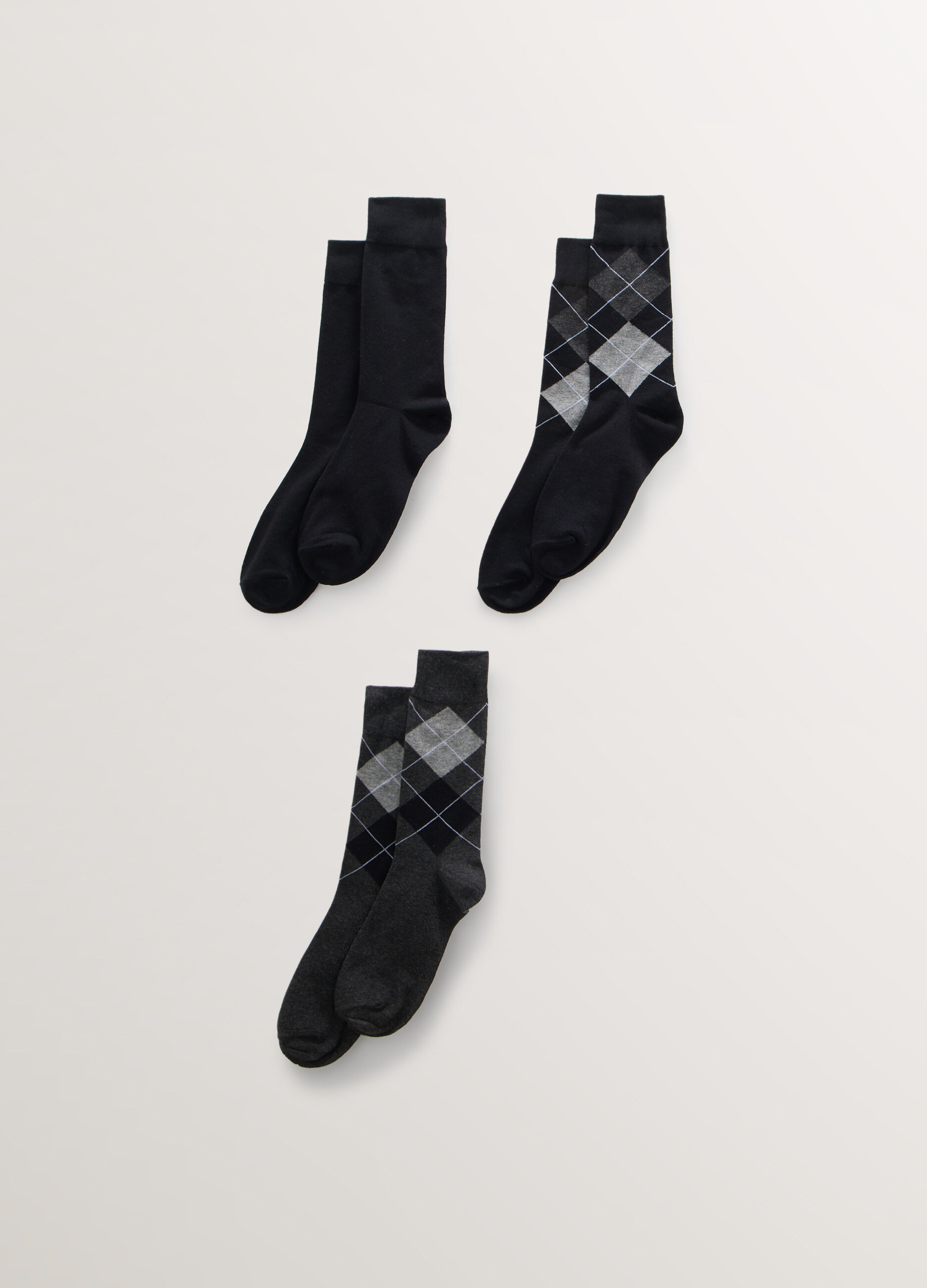 3 pack calze corte con motivo Argyle uomo_0