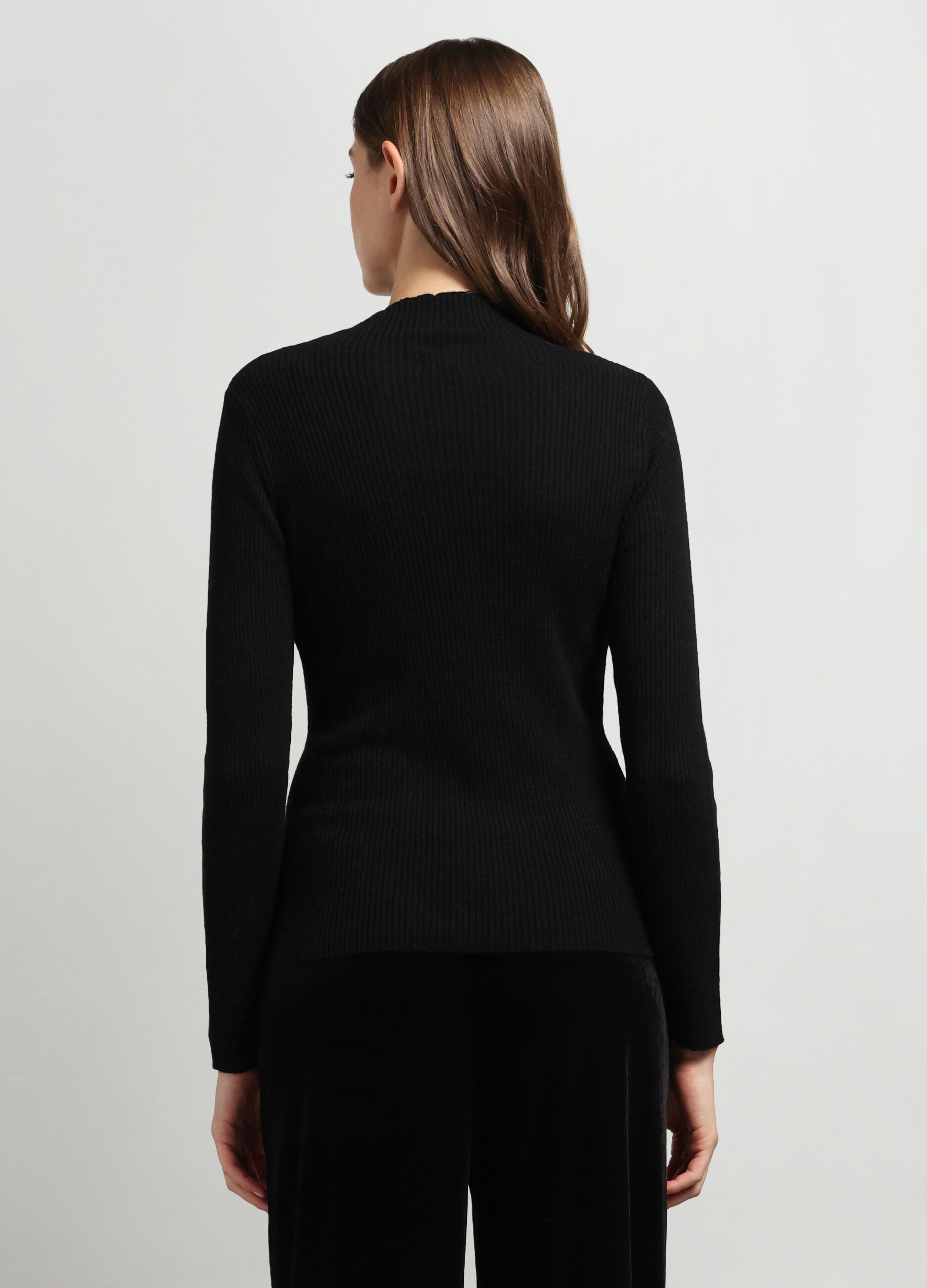T-shirt in costina misto lana donna_1