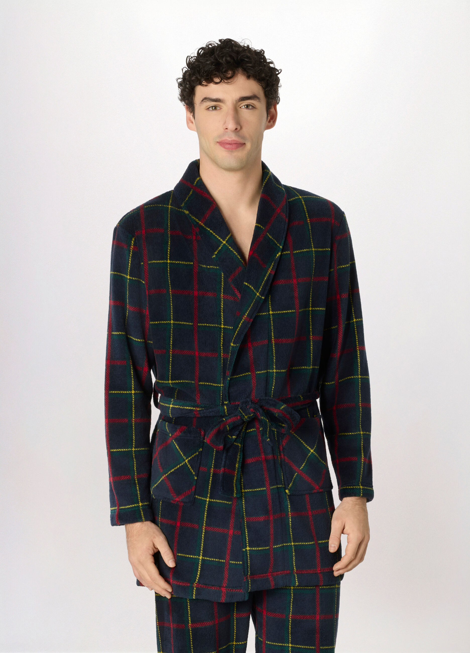 Vestaglia in pile a quadri uomo_0