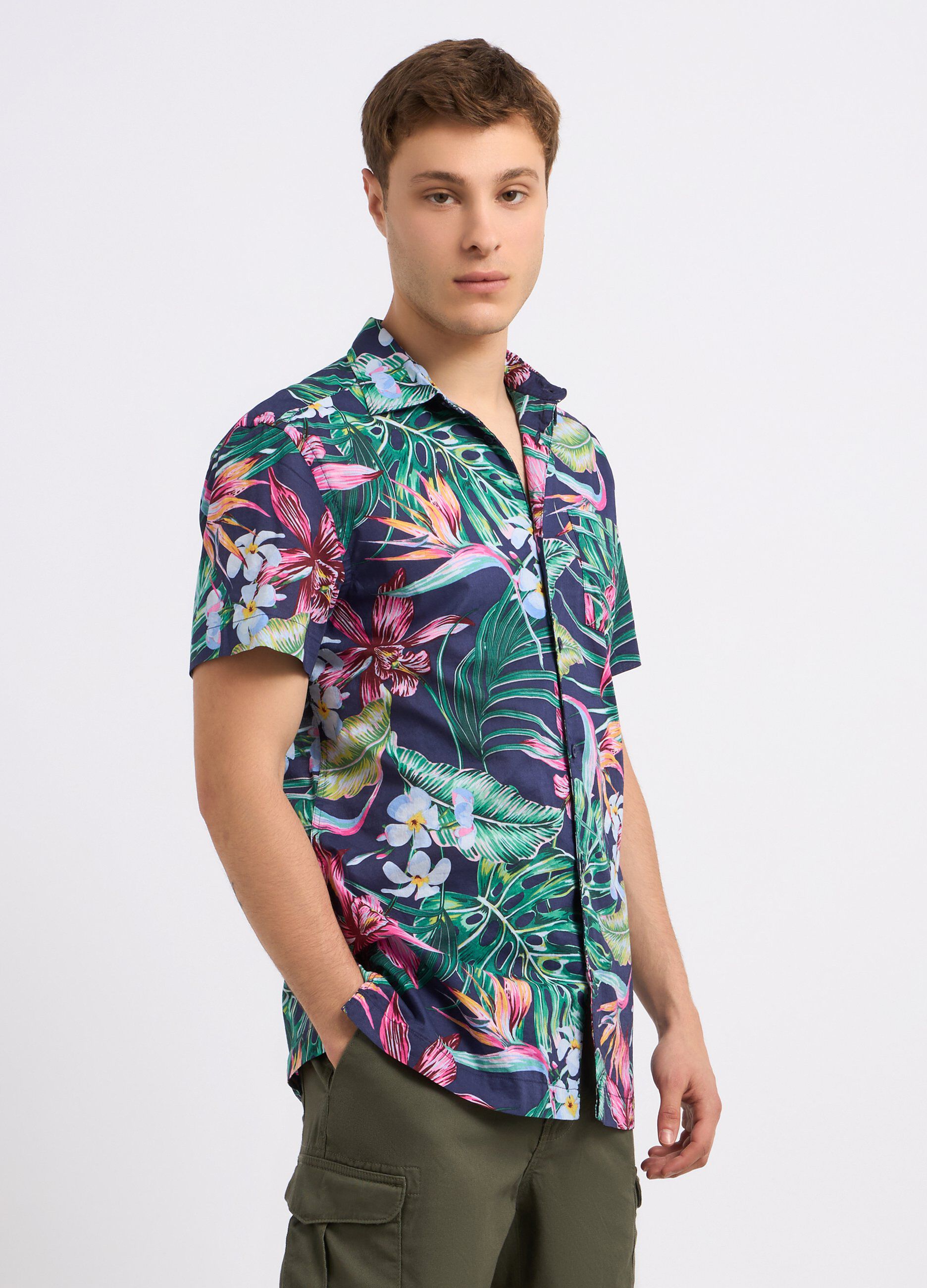 Camicia in puro cotone con stampa uomo_0