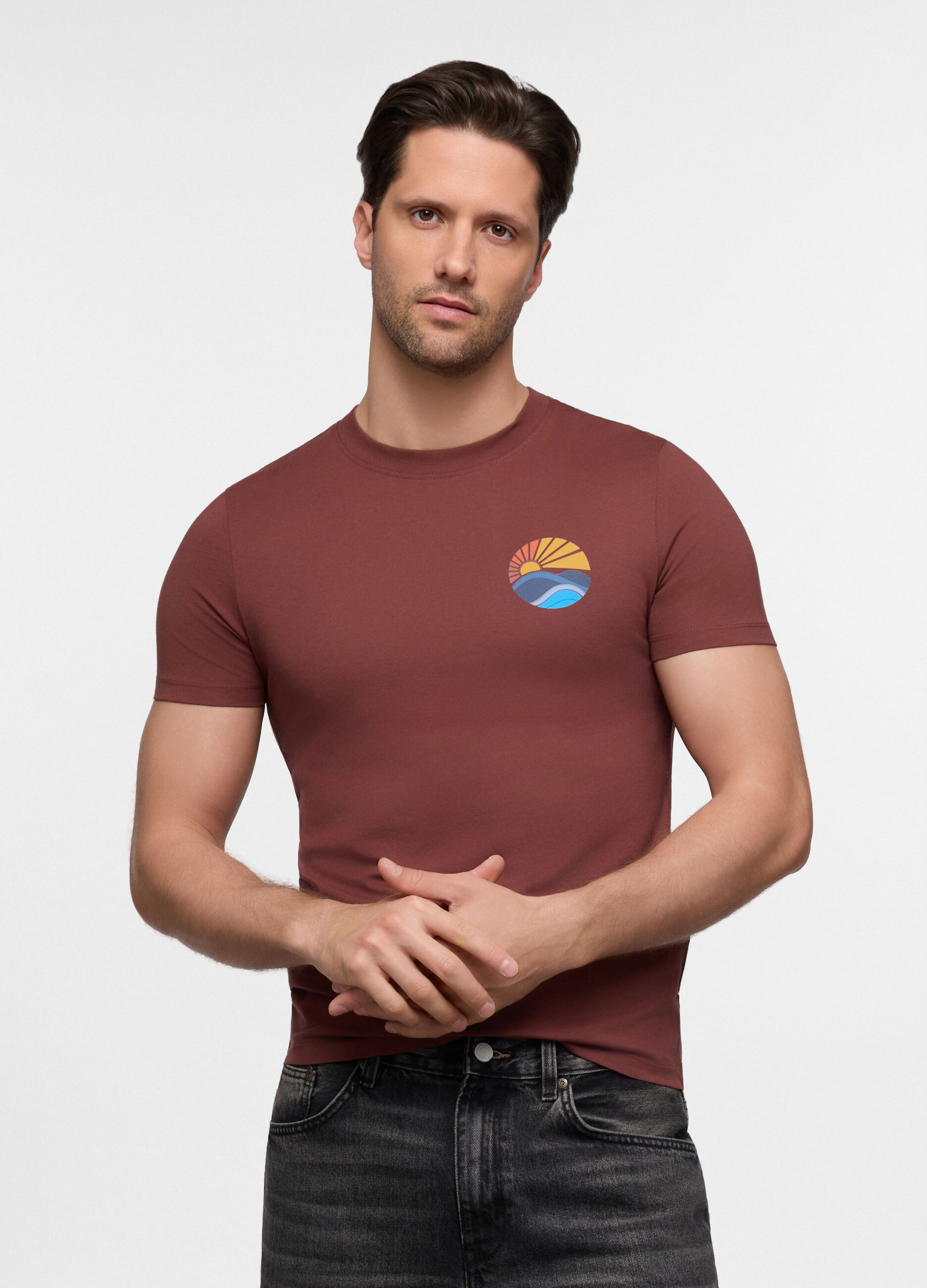 T-shirt in jersey con stampa sunset uomo_0