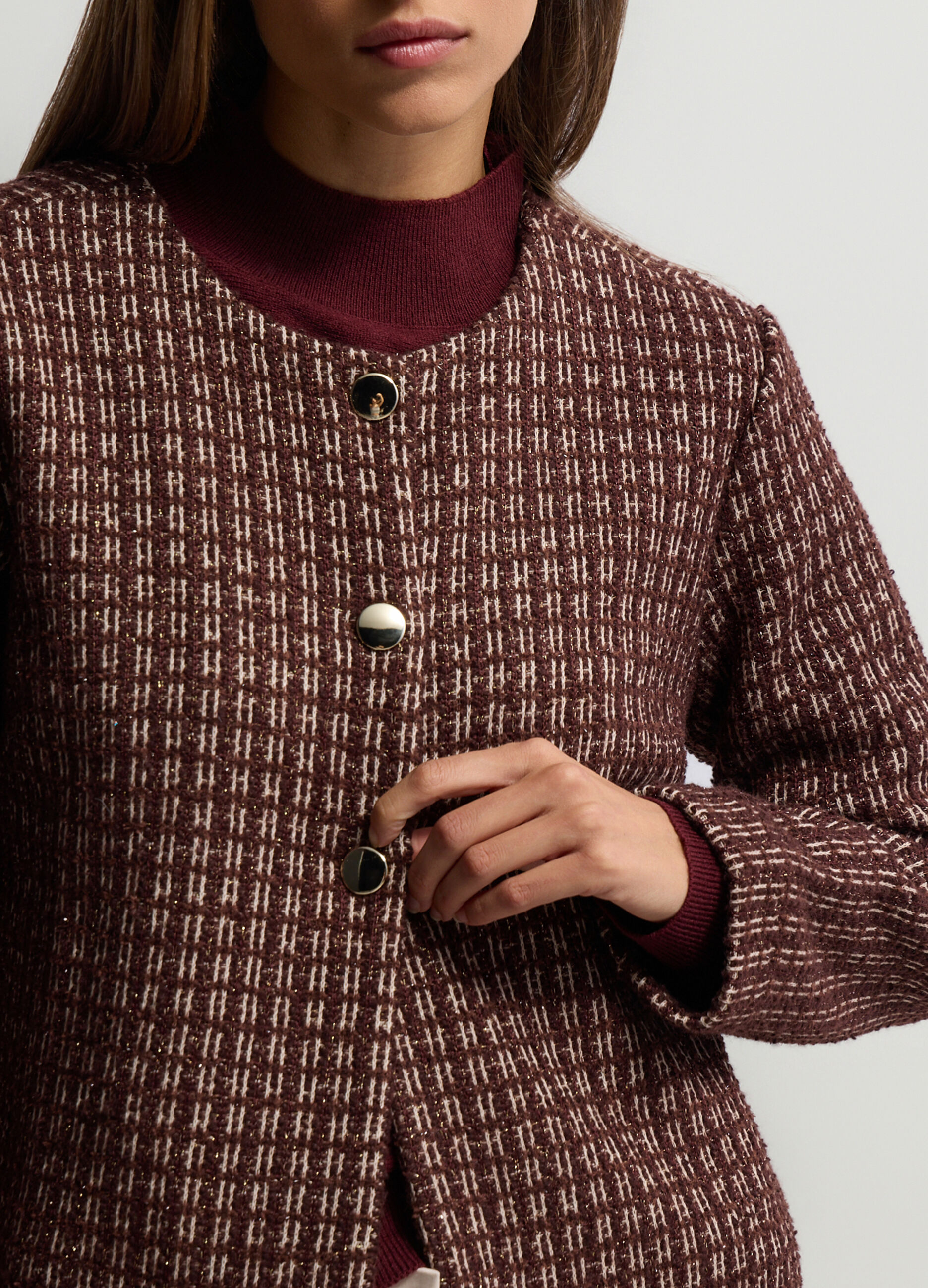 Giacca girocollo in tweed donna_2