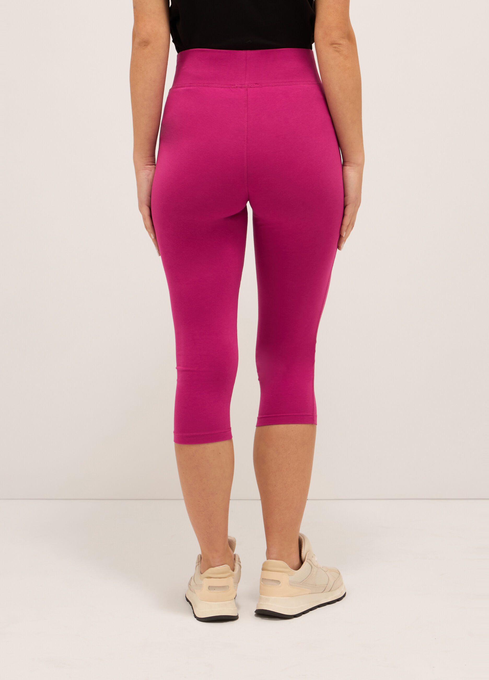 Leggings capri in jersey di cotone stretch donna_1