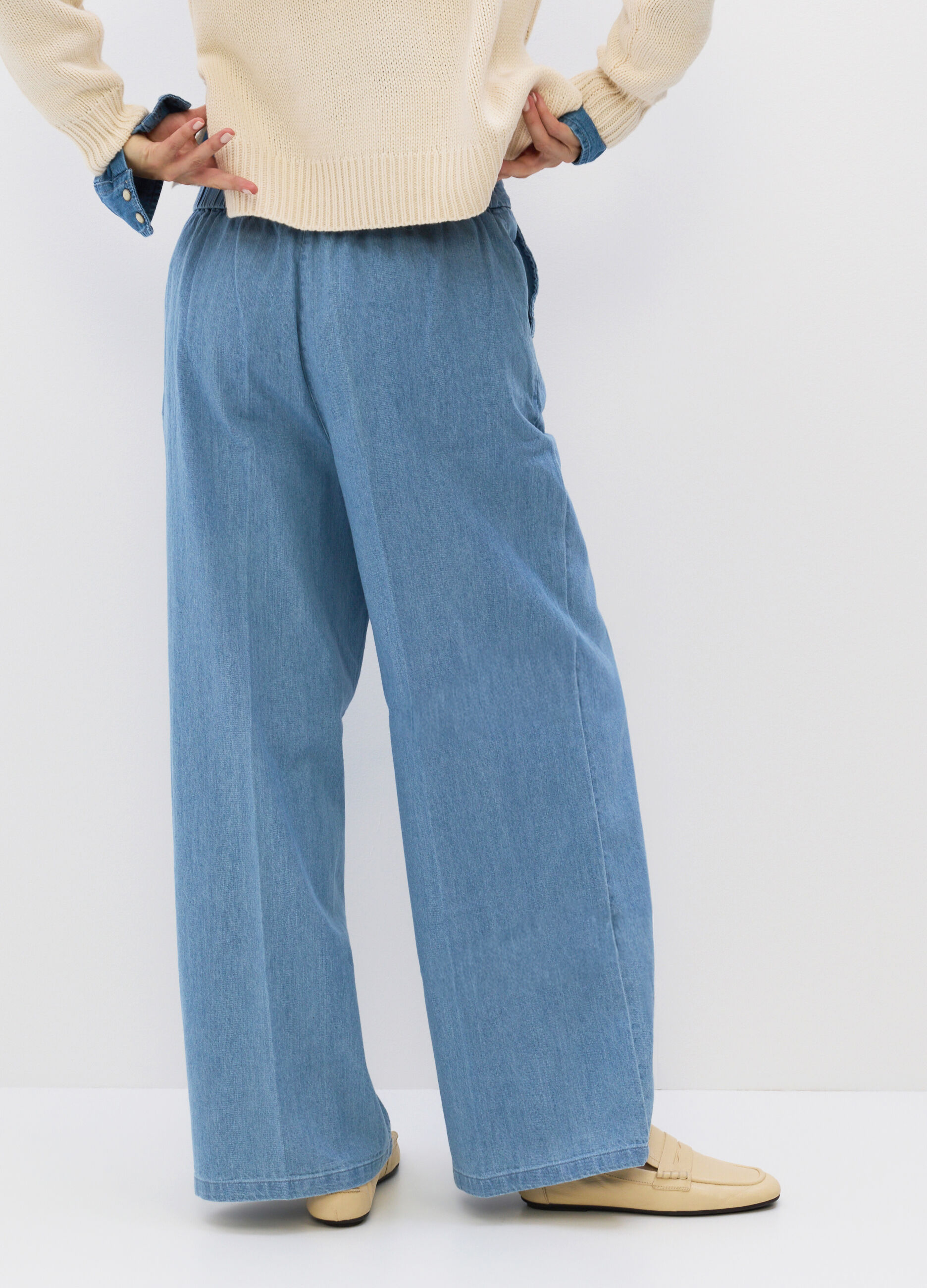 Pantaloni Relaxed Fit in denim di puro cotone donna_1