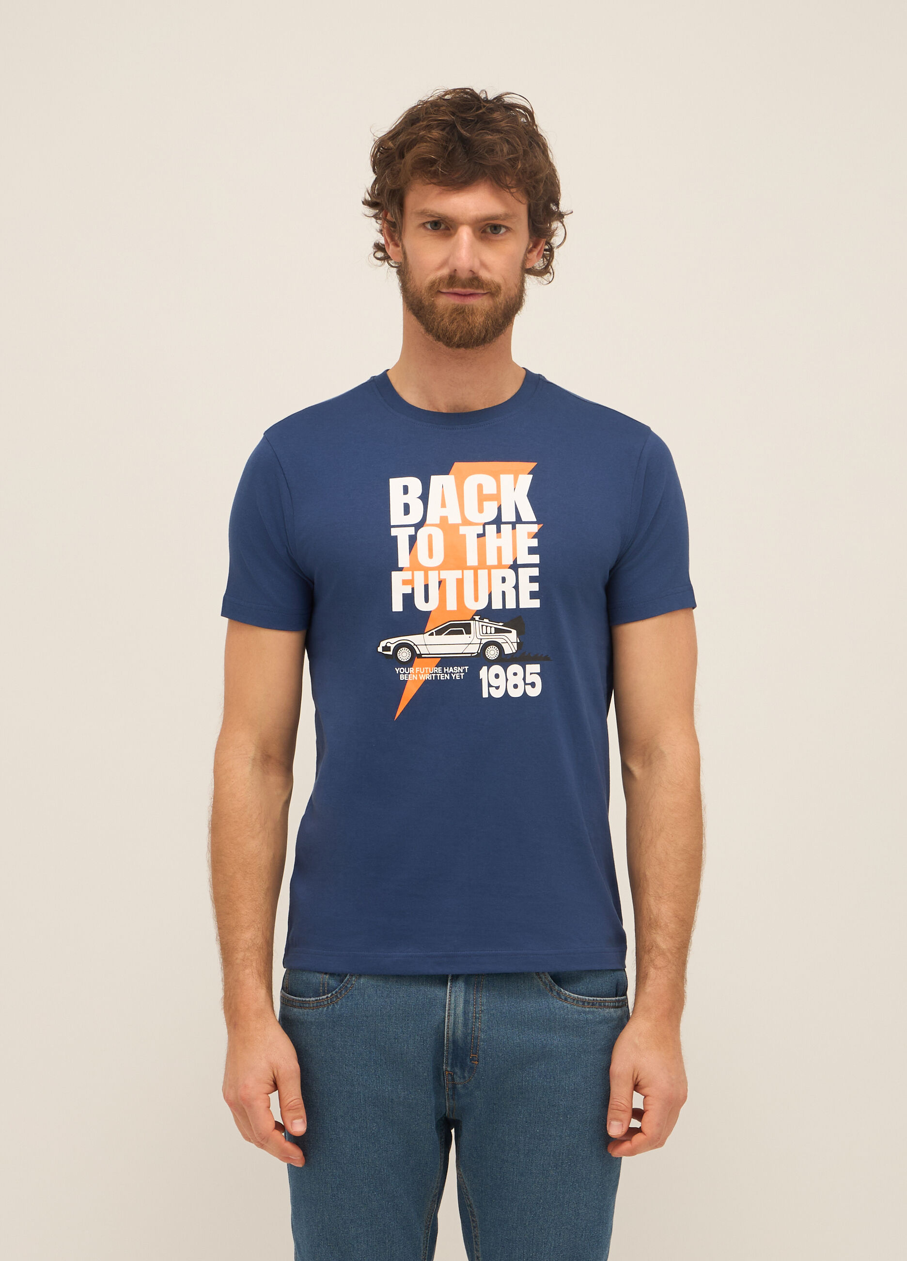 T-shirt girocollo in cotone con stampa uomo_0