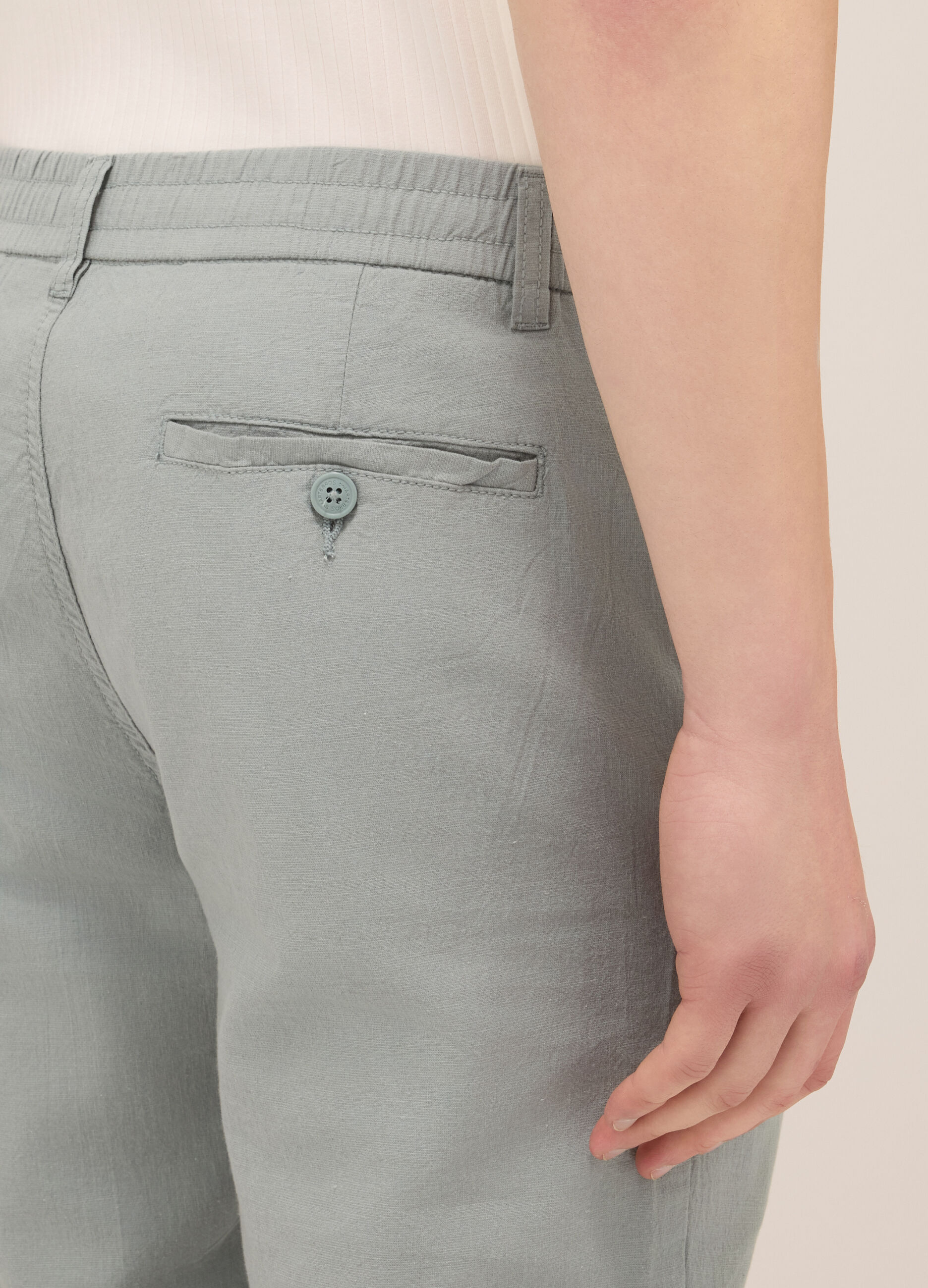 Pantalone chino in cotone e lino stretch uomo_2