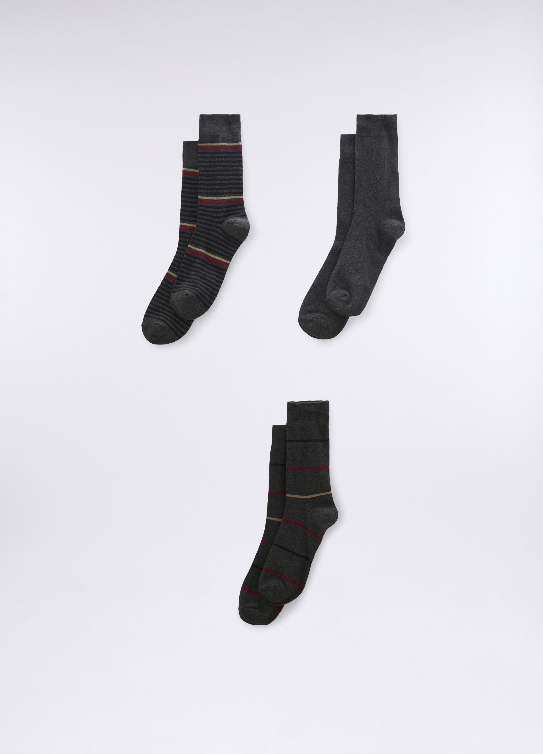 3 pack calze corte in cotone a righe uomo_0