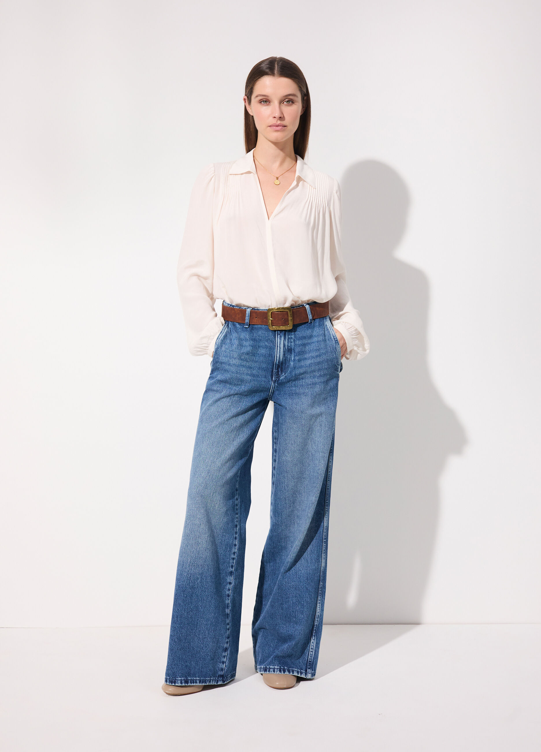 Pantalone denim flare fit donna_0