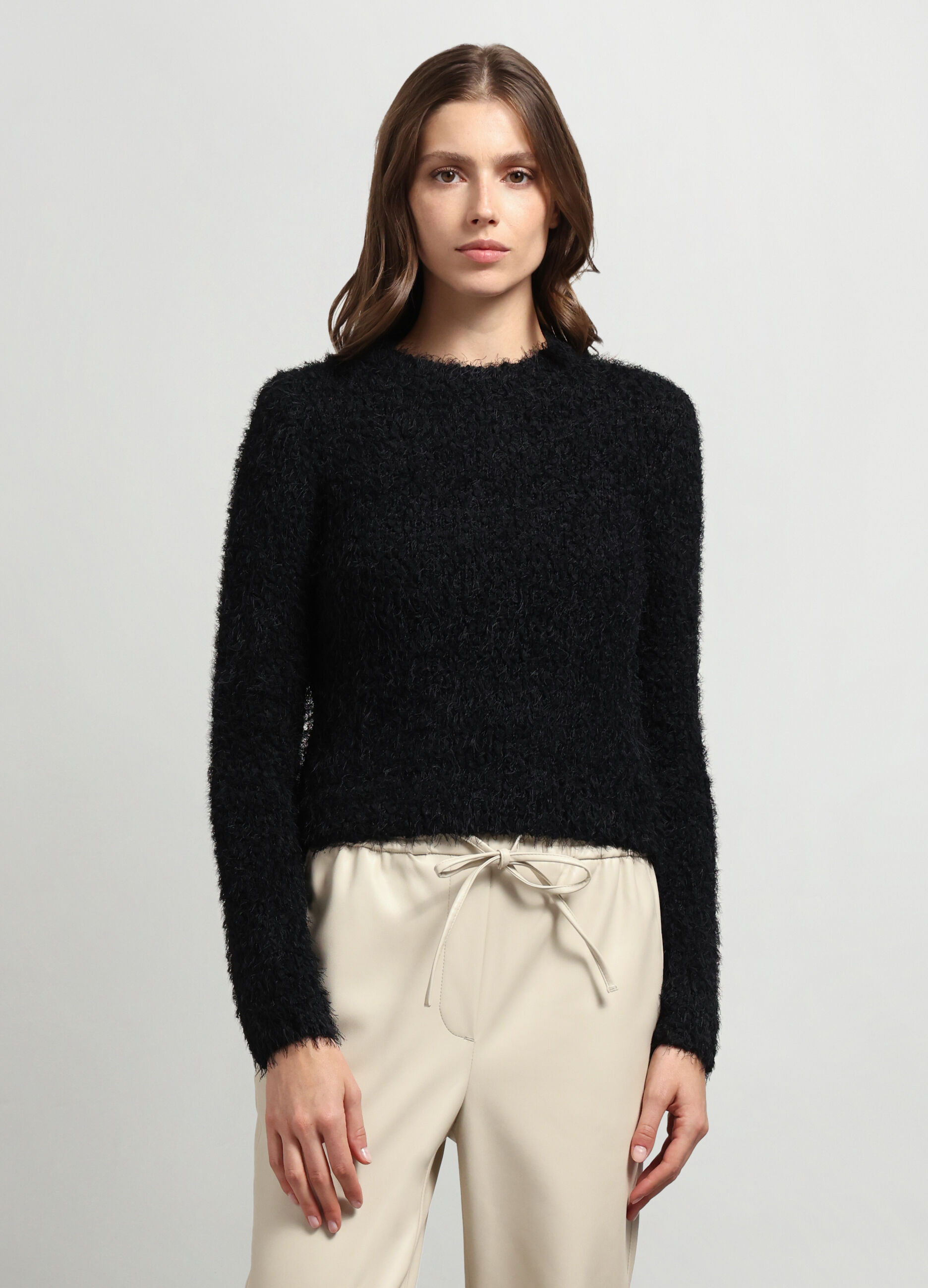 Pullover tricot effetto pelliccia donna_0